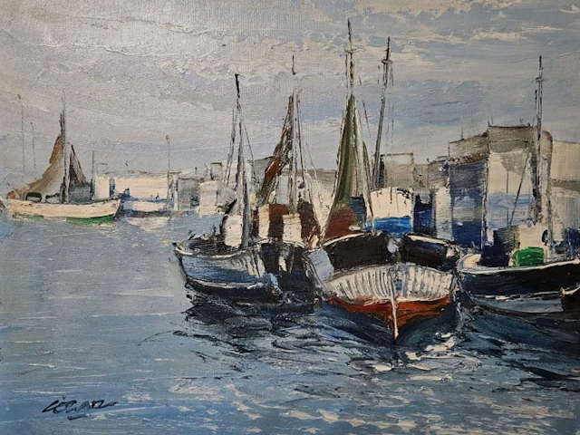 Escuela Impresionista Europea (XX) - Barcas en el Puerto