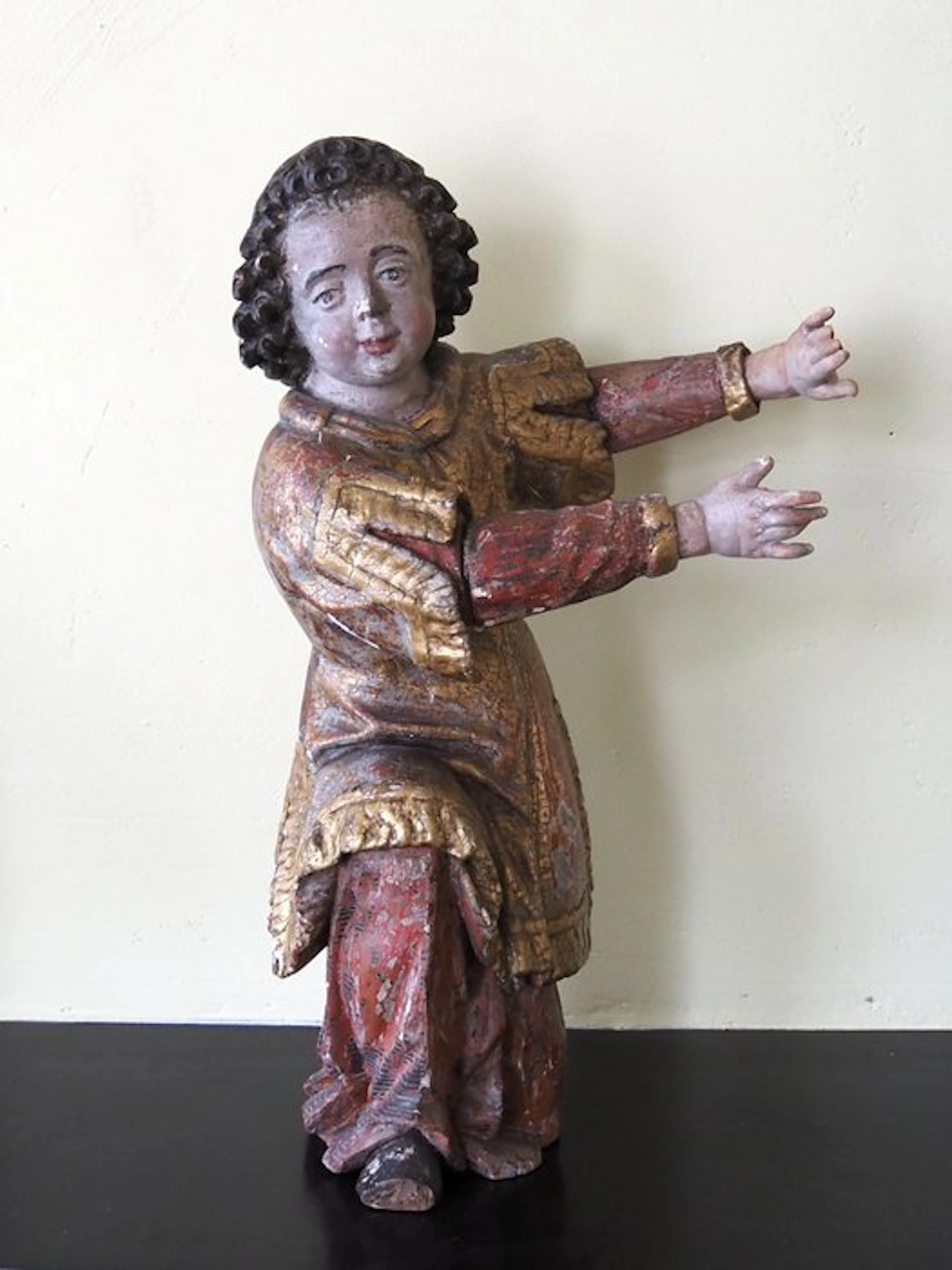 Sculpture, Kneeling angel - 55 cm - Wood