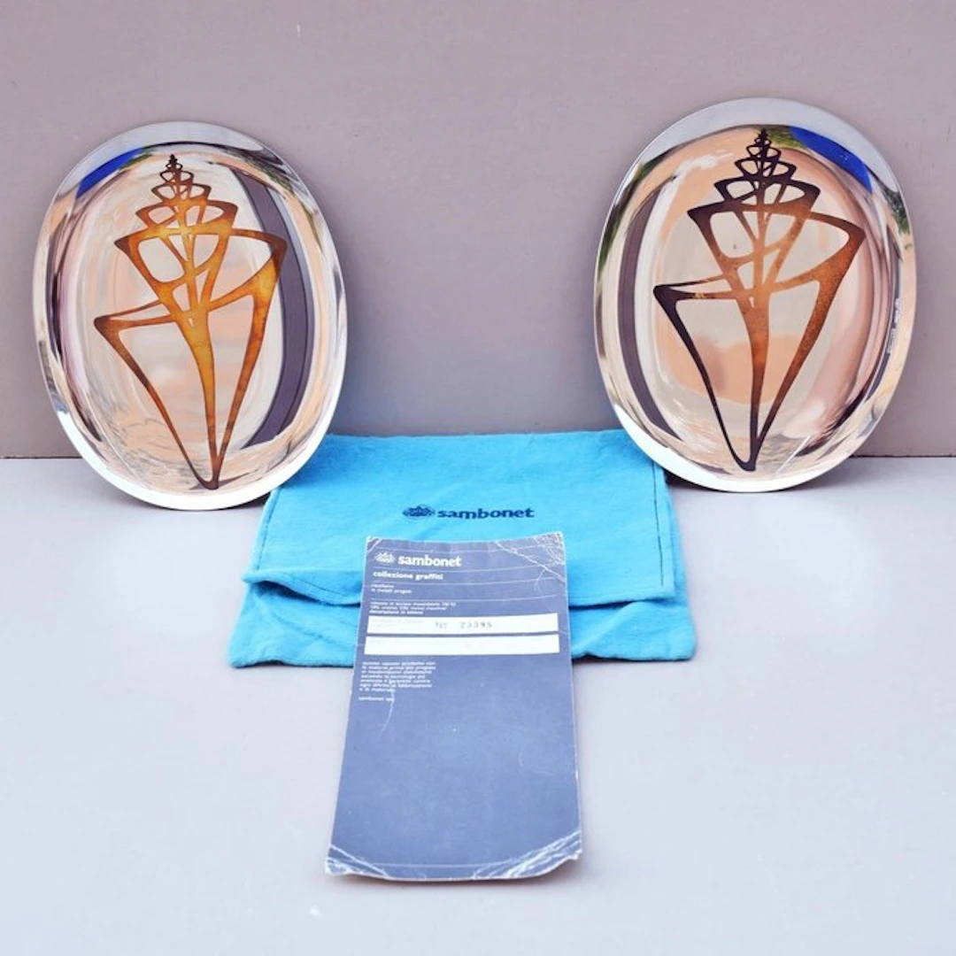 Sambonet - Tray (2) - Graffiti Collection - Steel, Brass