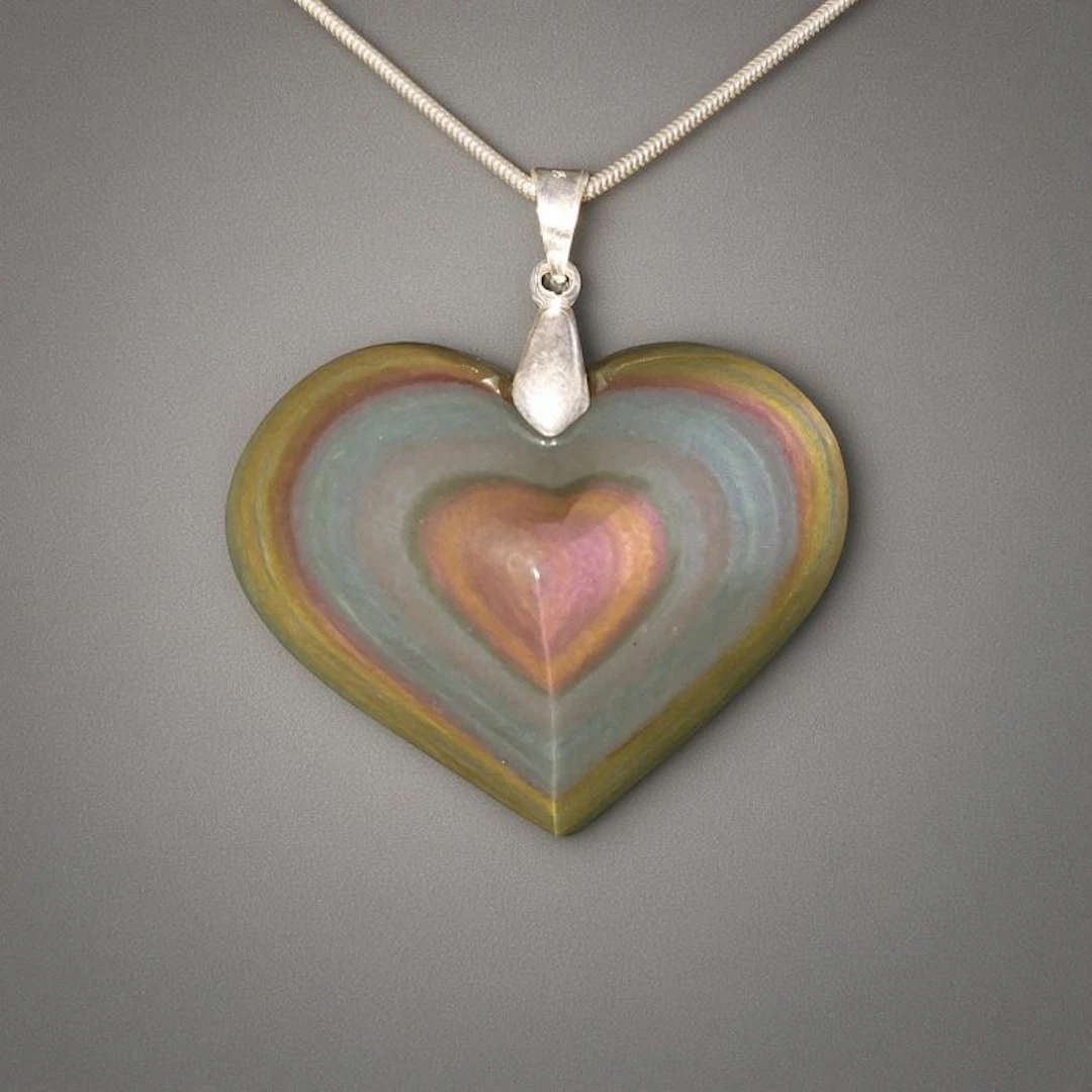 High-quality celestial-eye obsidian heart pendant