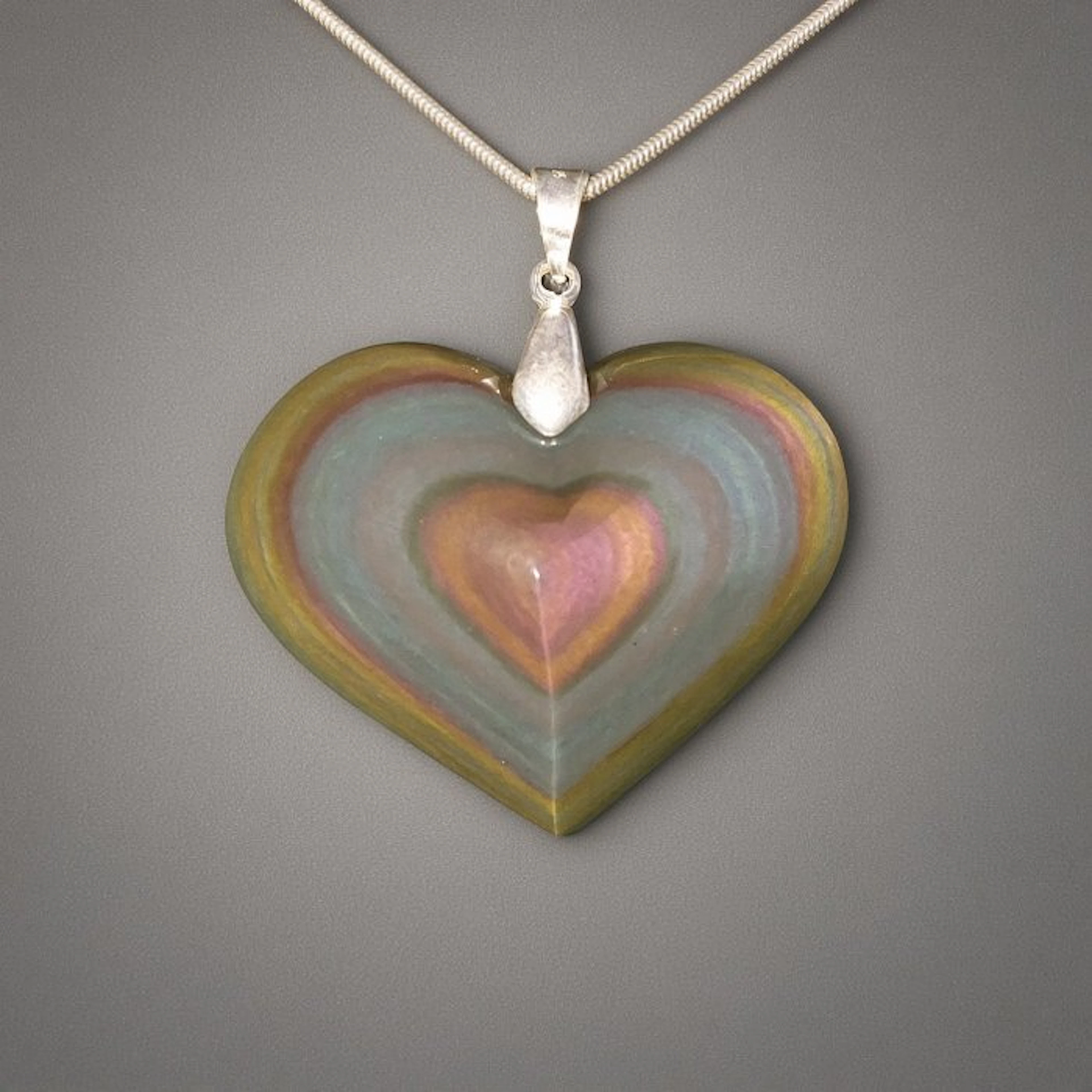 High-quality celestial-eye obsidian heart pendant
