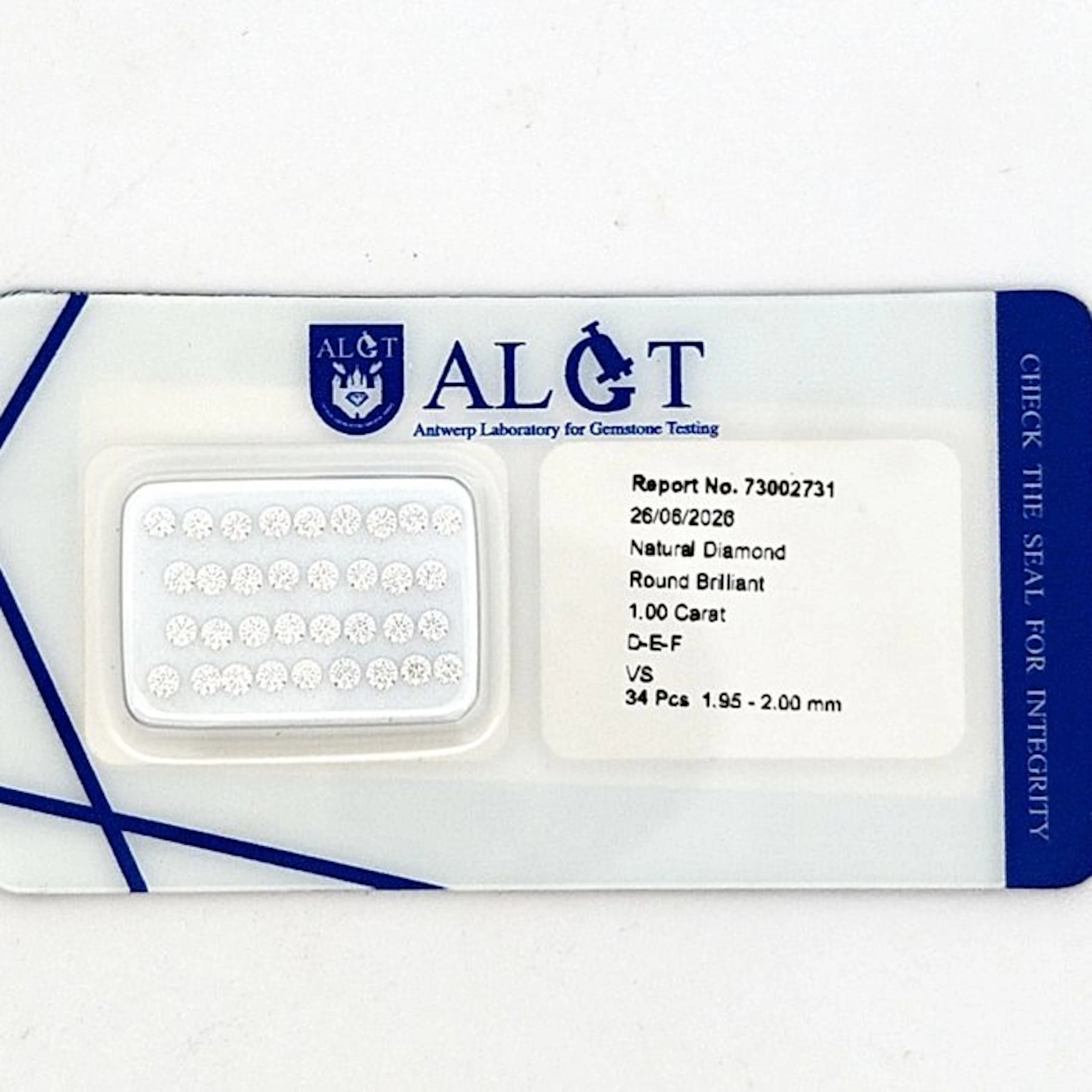 34 pcs Diamond (Natural) - 1.00 ct - Round - F