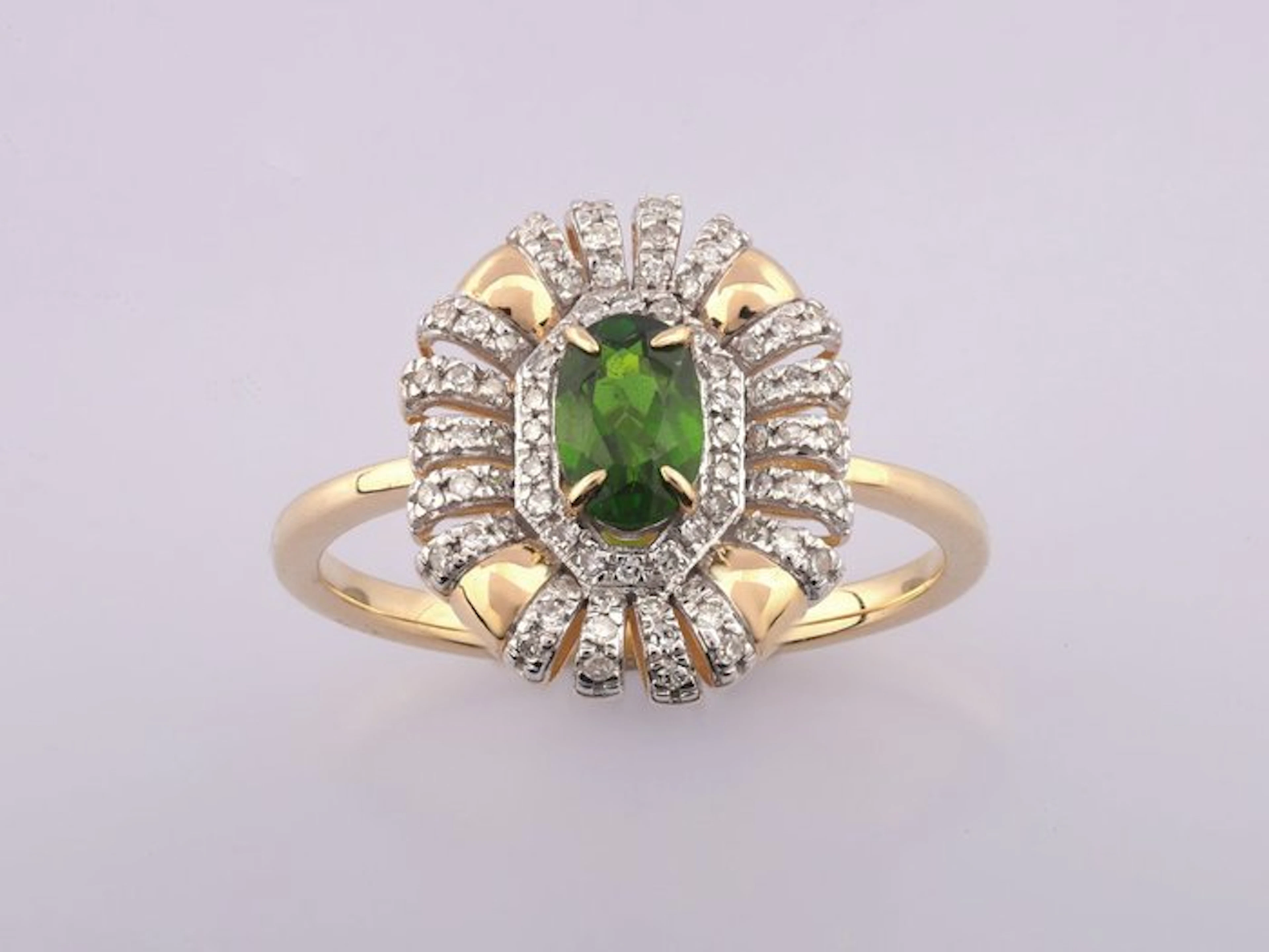 Ring - 14 kt. Yellow gold - 0.60ct. tw. Mixed gemstones - Diamond
