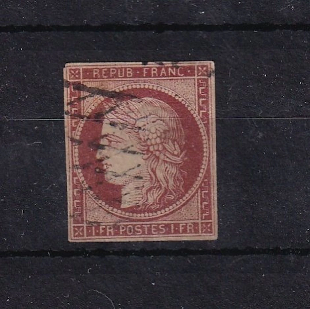 France 1849 - with Cérès certificate 1fr carmine - Yvert n°6