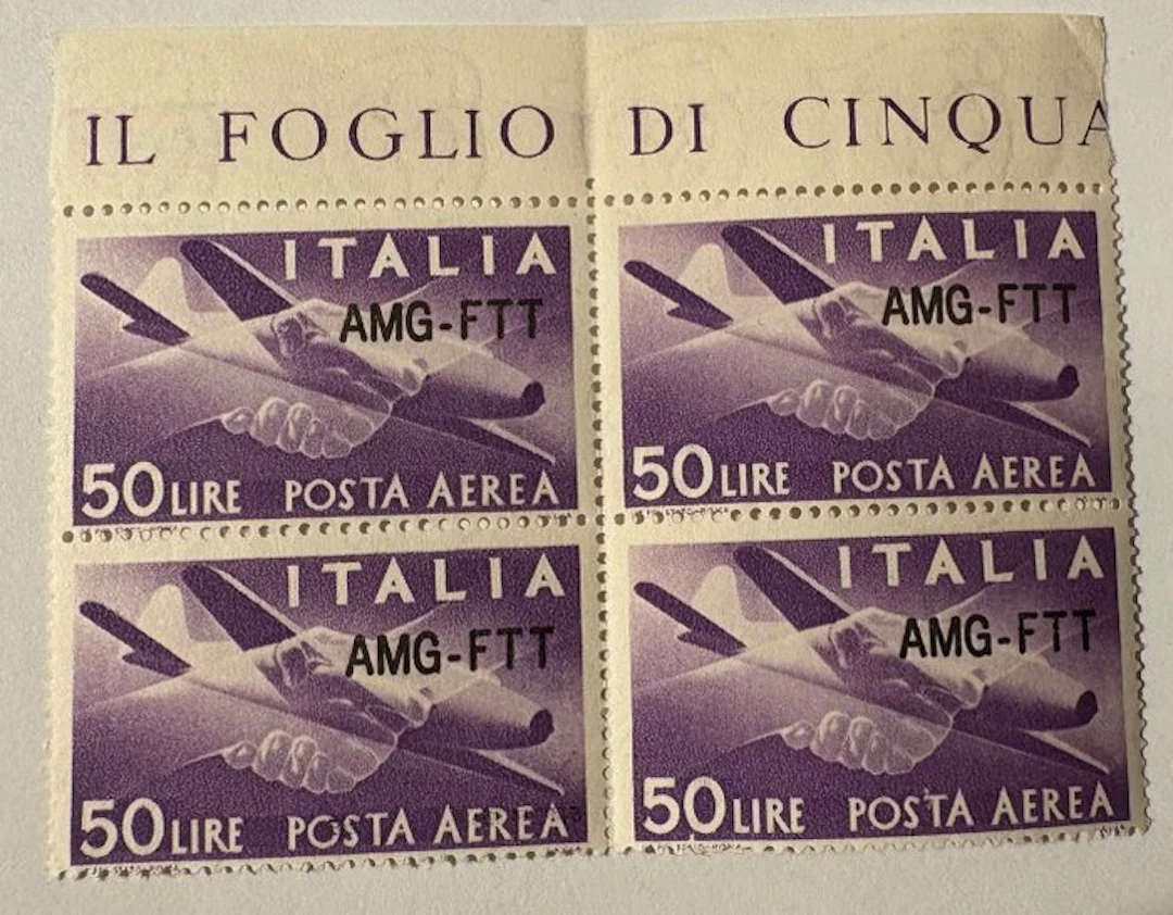 Triest - Zone A 1954 - Four-stamp block with sheet margin
