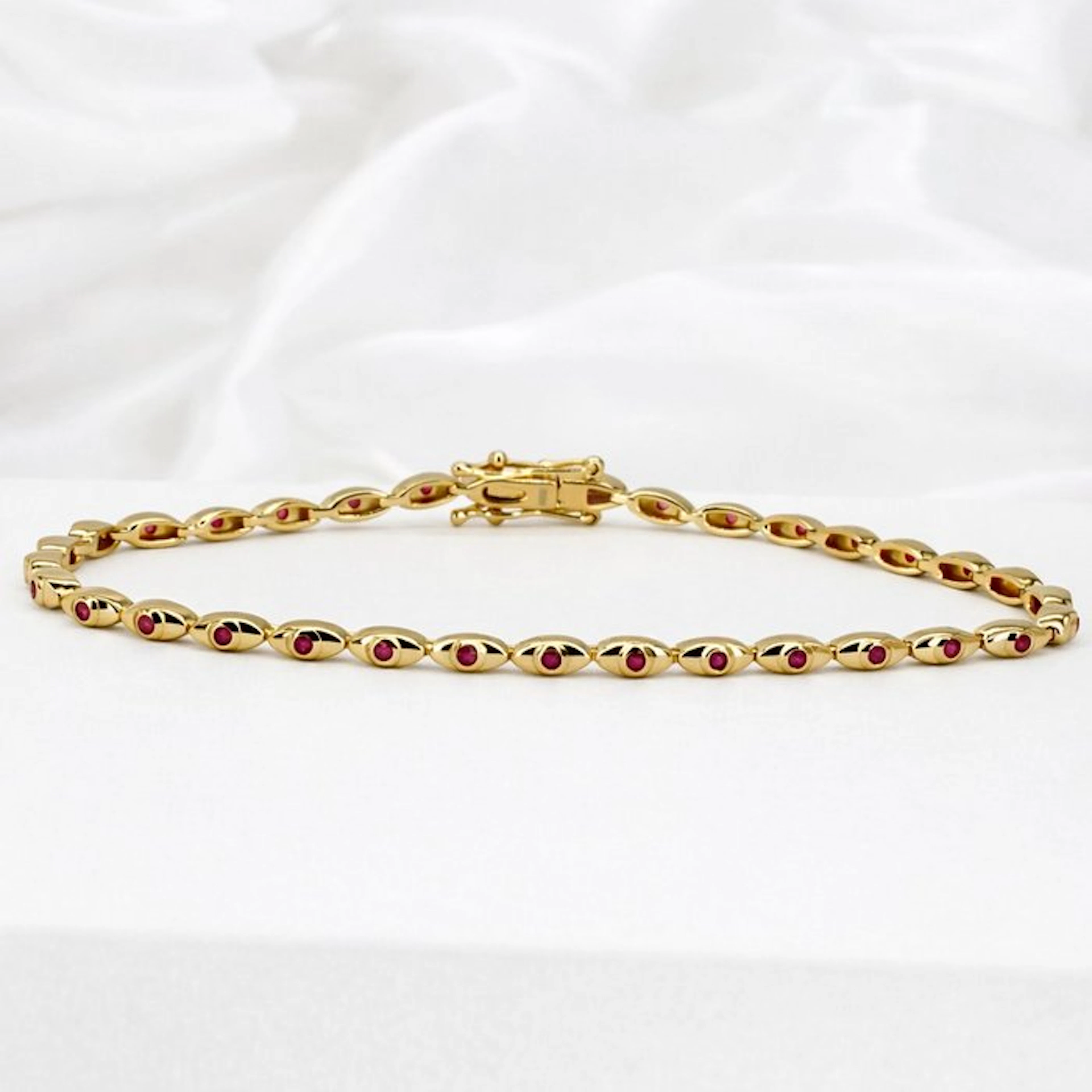 No reserve price - Bracelet Gold-plated Ruby - Diamond - 18K Gold Plated