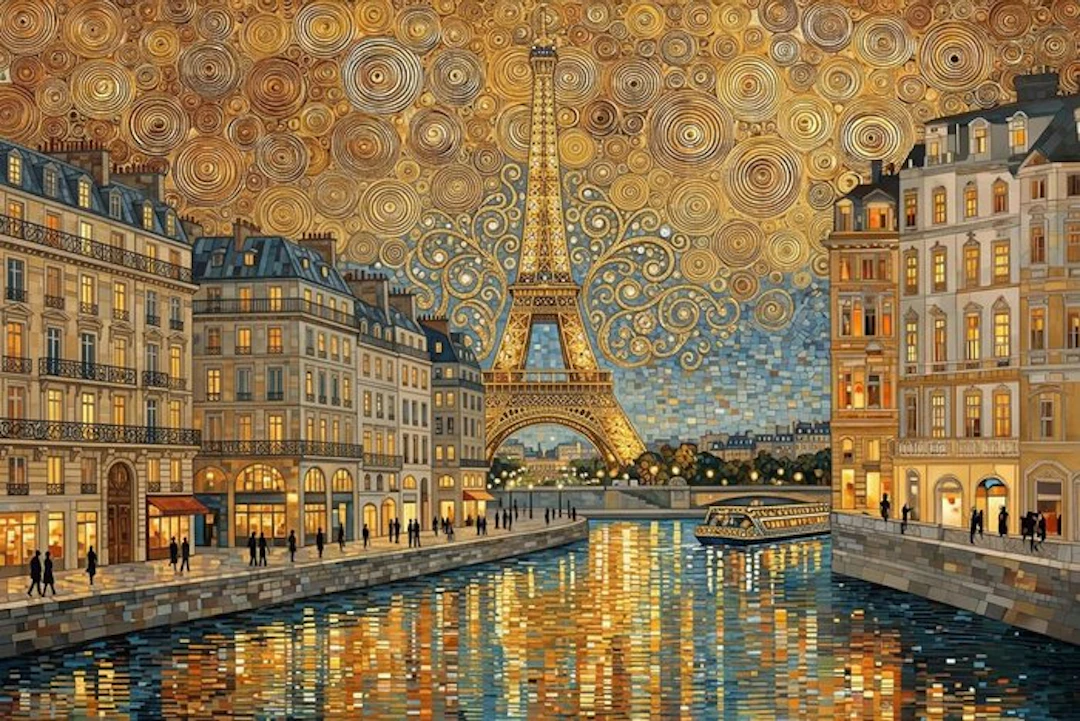 I_KONIQ - La Tour Eiffell e la Senna secondo Klimt