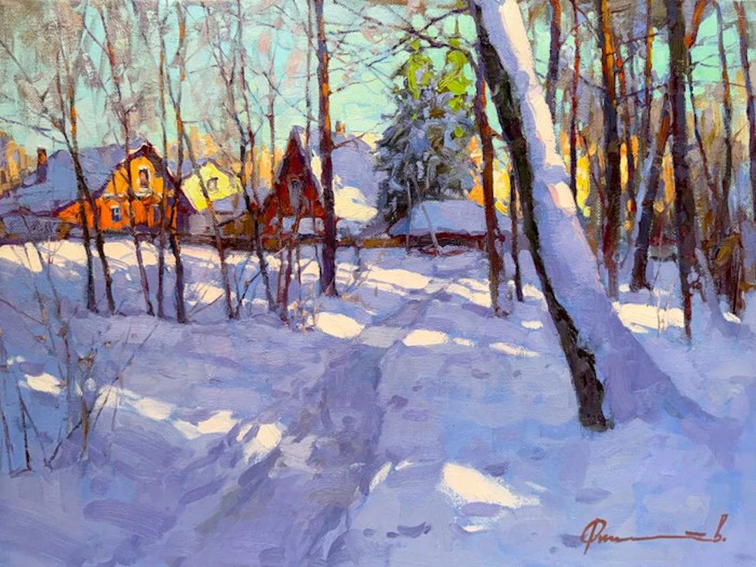 Sergei Flitov (1964) - Chemin dans la Forêt Hivernal - Ombres sur la Neige