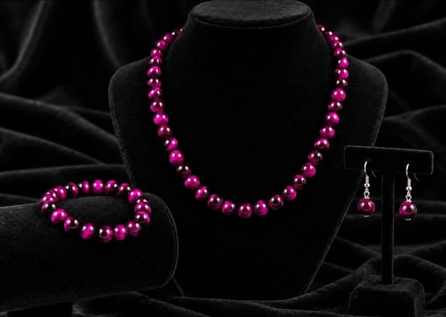 Elegant Pink Tiger Eye Jewellery Set – Necklace