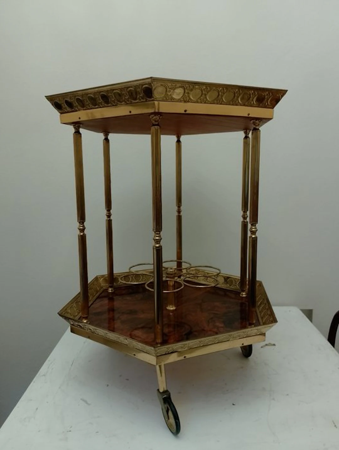 Serving trolley - Gilt brass - Vintage bar cart