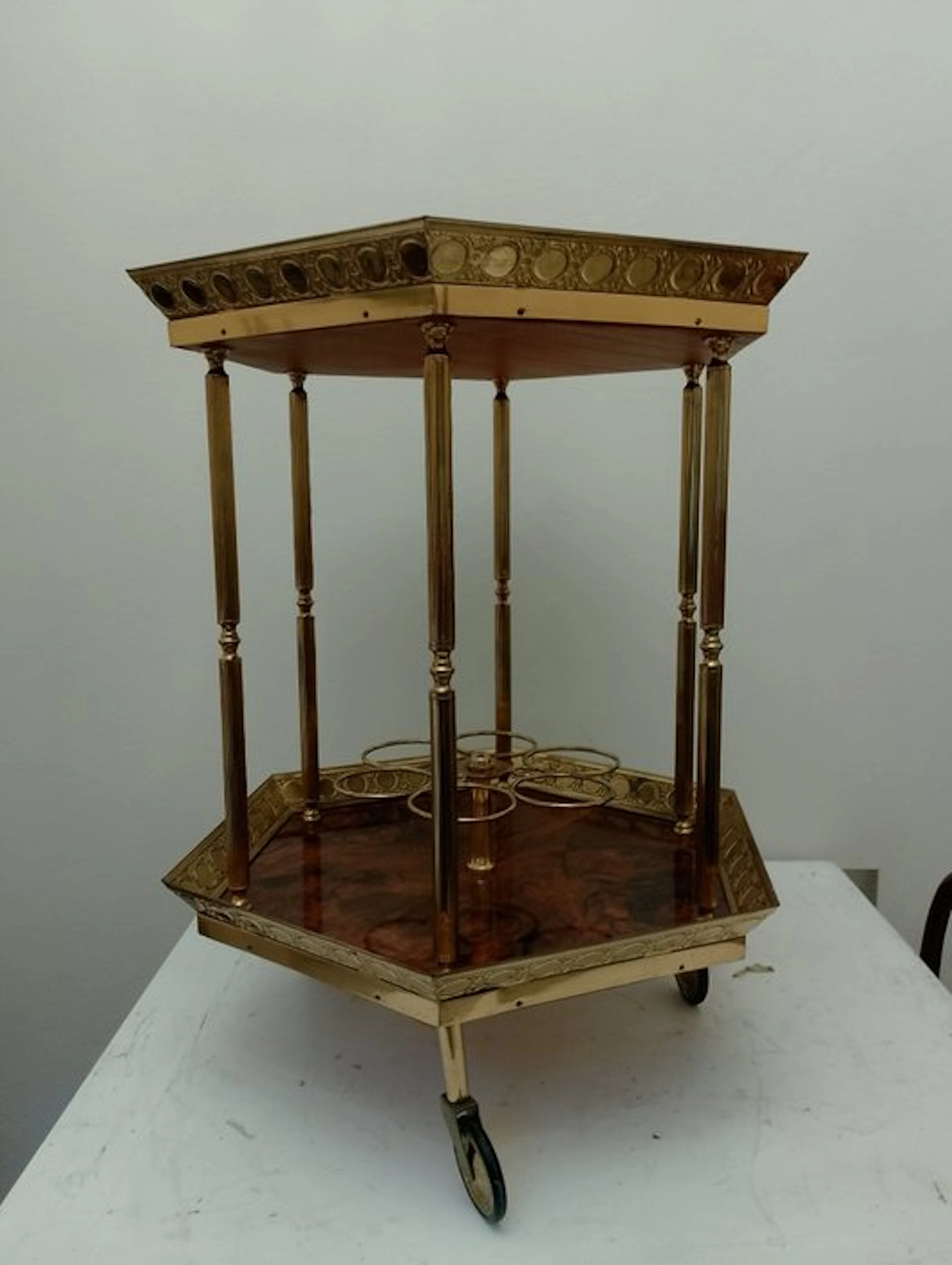 Serving trolley - Gilt brass - Vintage bar cart