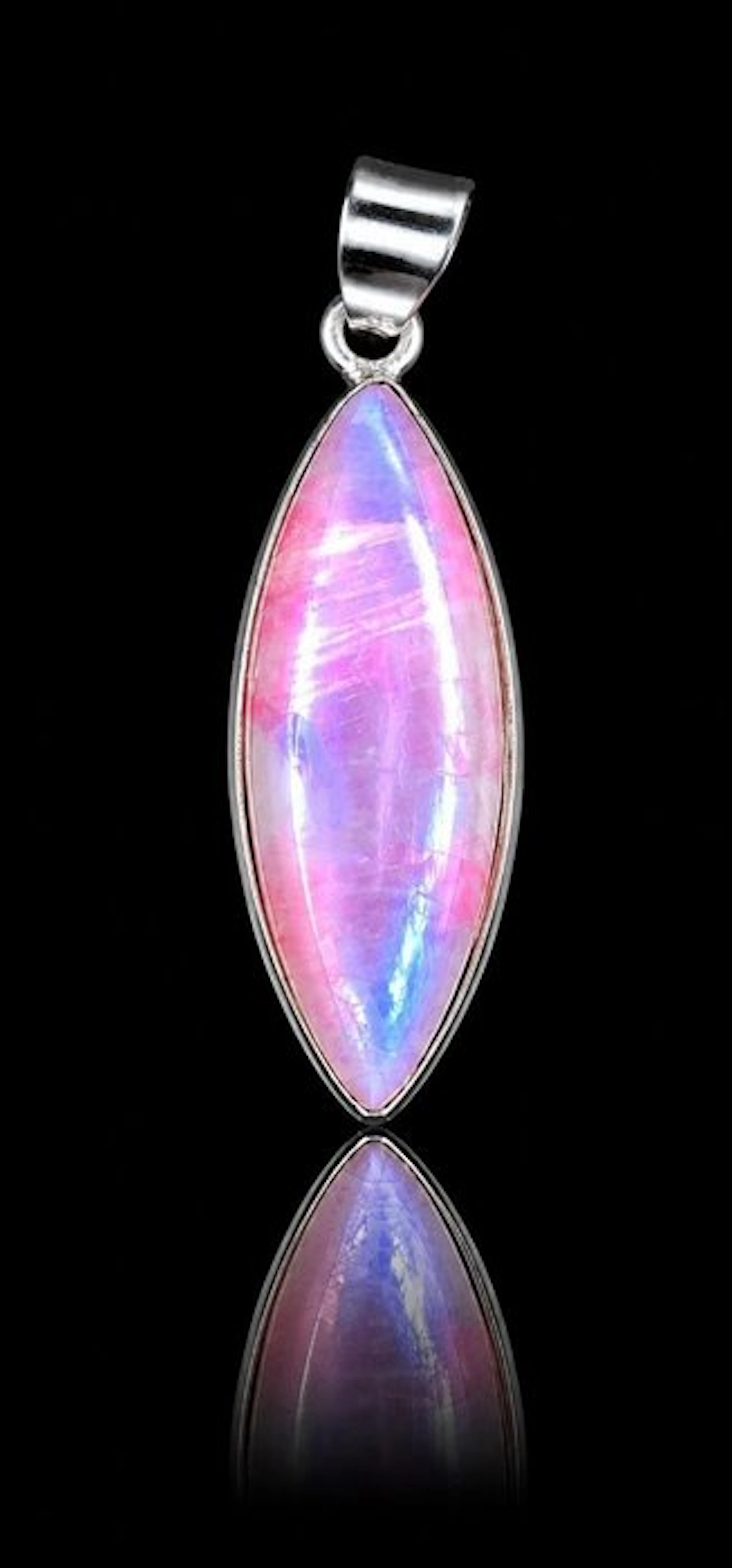 Exquisite Pink Moonstone Pendant - Set in 925 Silver - Pendant - Pendant