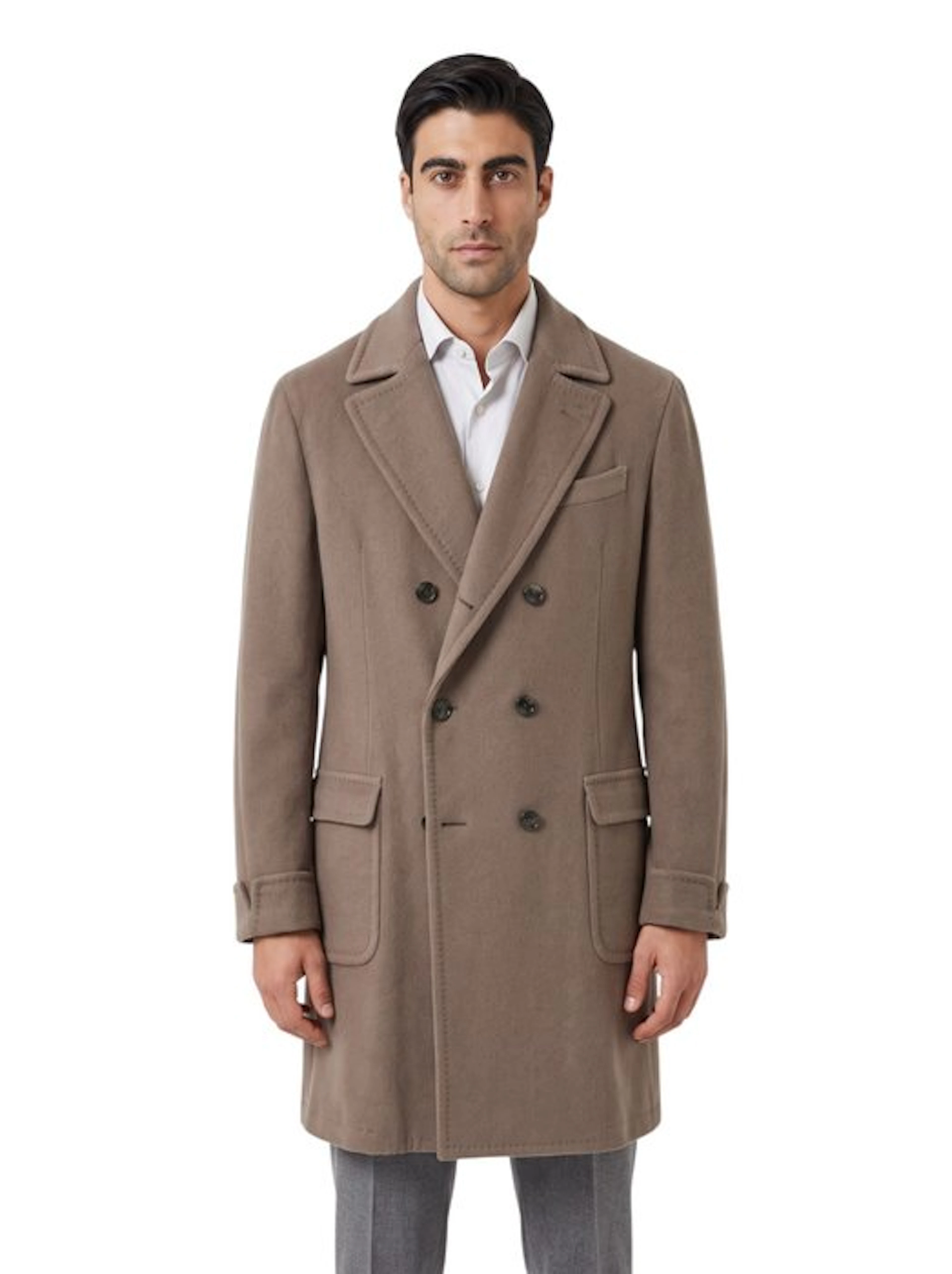 SANTANIELLO SALERNO - 46 IT - Coat Beige Double-Breasted...