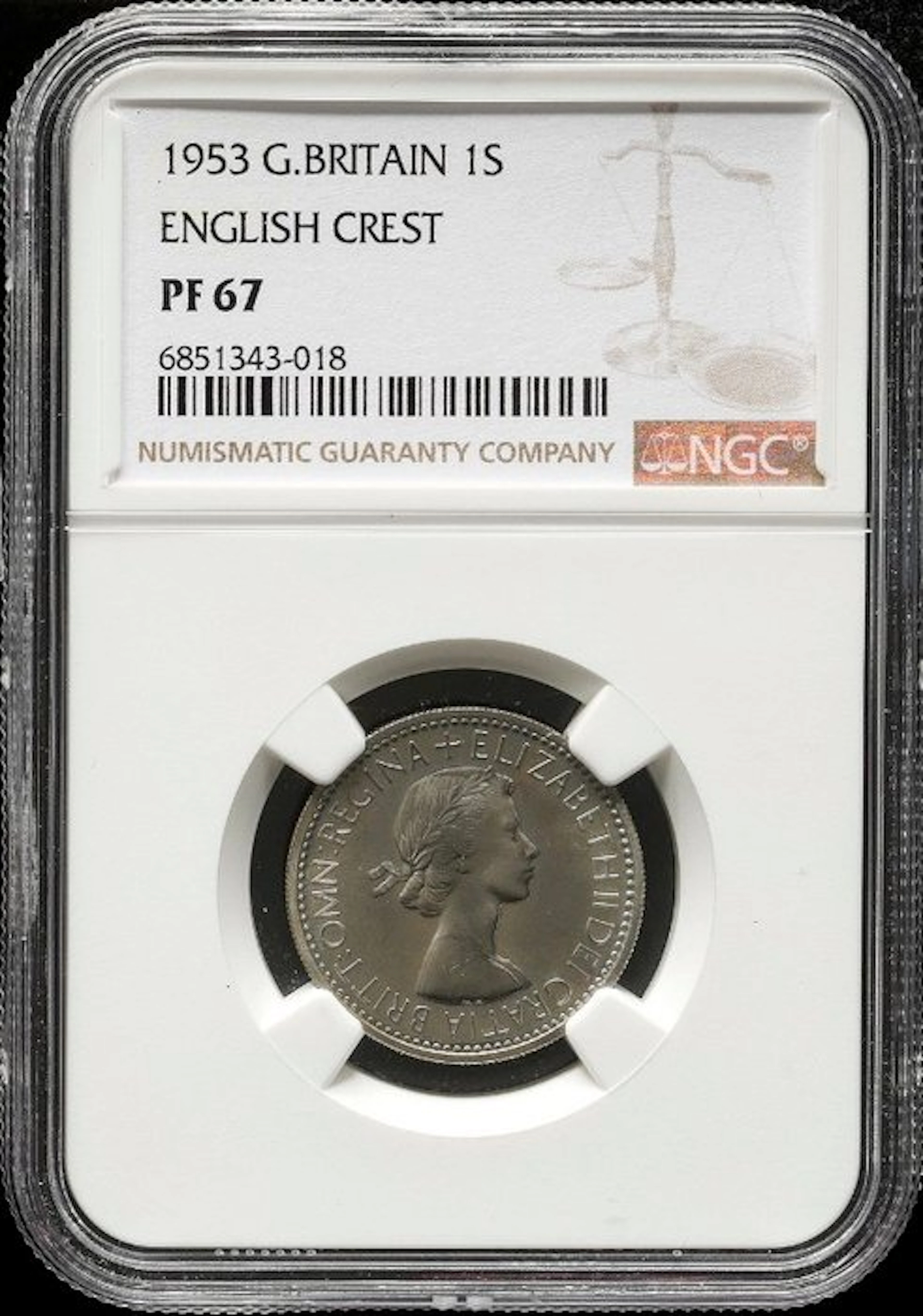 United Kingdom. Isabel II. 1 Shilling 1953 - NGC PF67