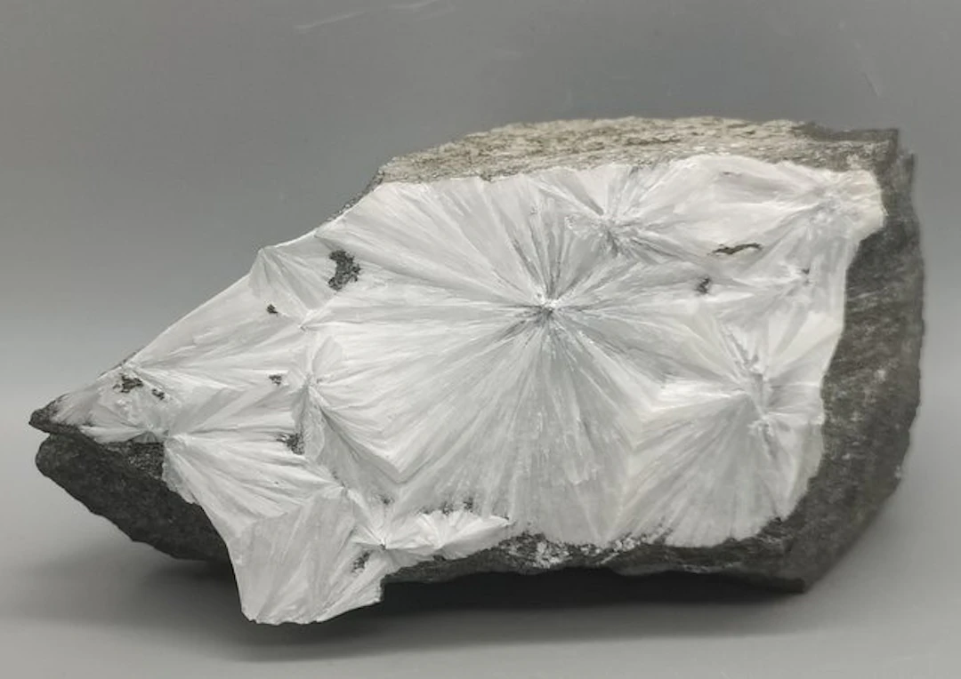Pectolite gray fibrous radiated - extremely rare - Rauschermühle Quarry
