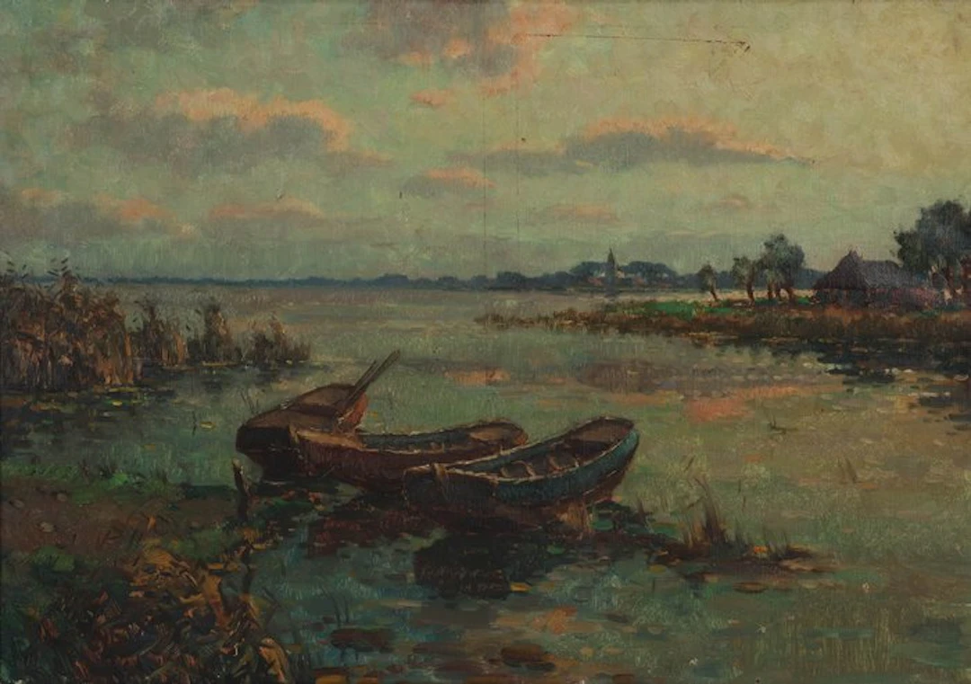 Dutch school (XX) - Water met roeiboten