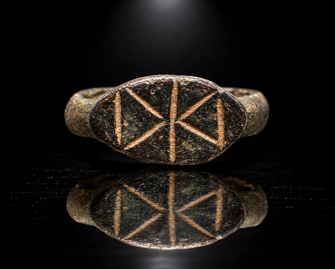Early Medieval Viking Bronze “The Three Runes of Destiny”...