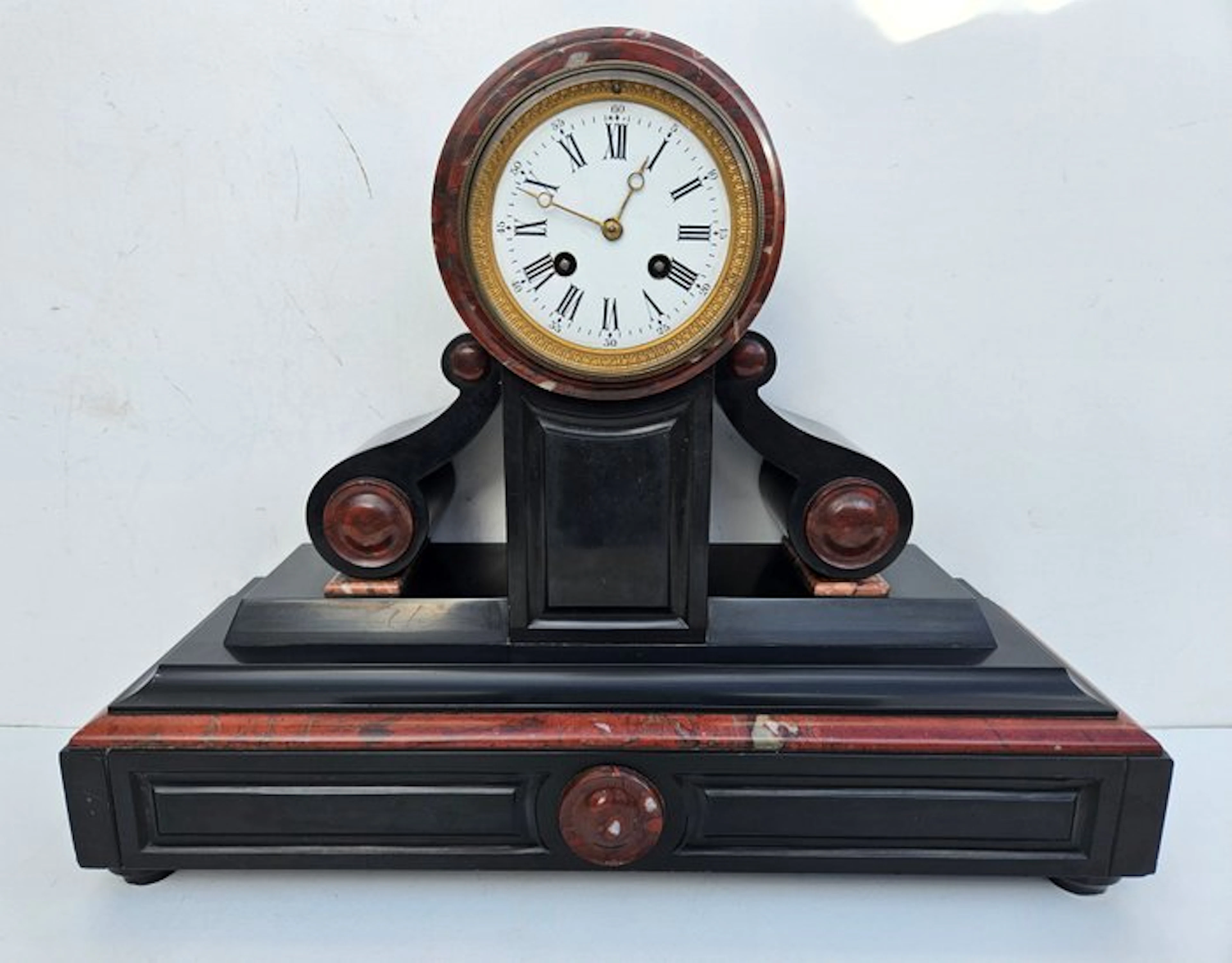 mantel clock - H Luppens - Antique Marble, Brass - 1880-1920