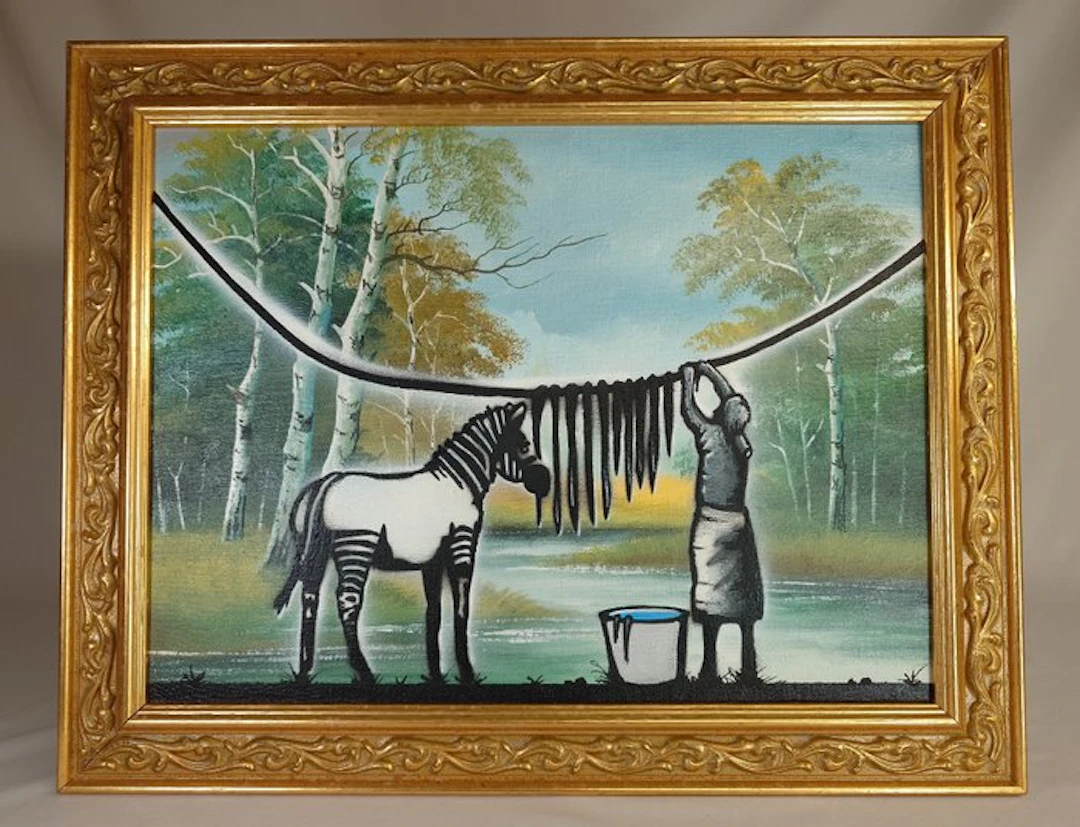 Fictional World (1980) - Banksy´s Washing Zebra Stripes (Glowing)