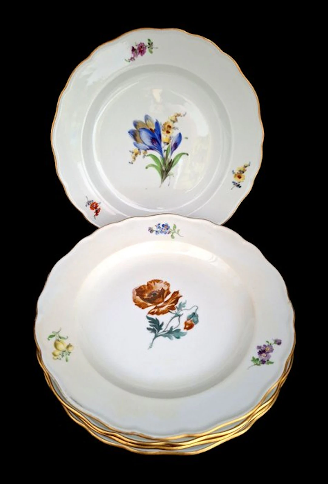 Meissen - Table service (5) - 5 x exclusive plates with floral decoration