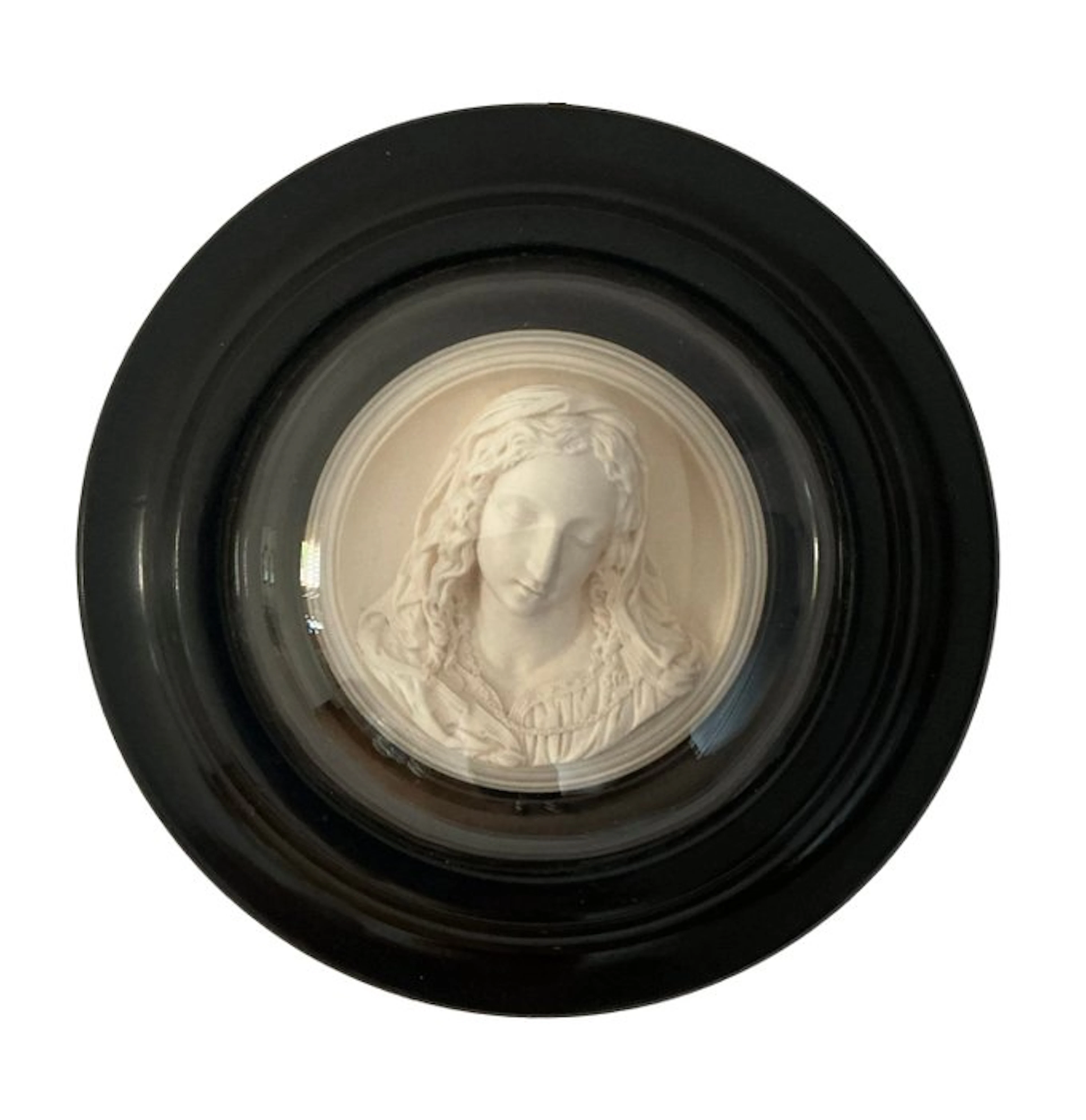 Domed-glass reliquary - Virgin Mary - 22.5 cm - Antique - Meerschaum