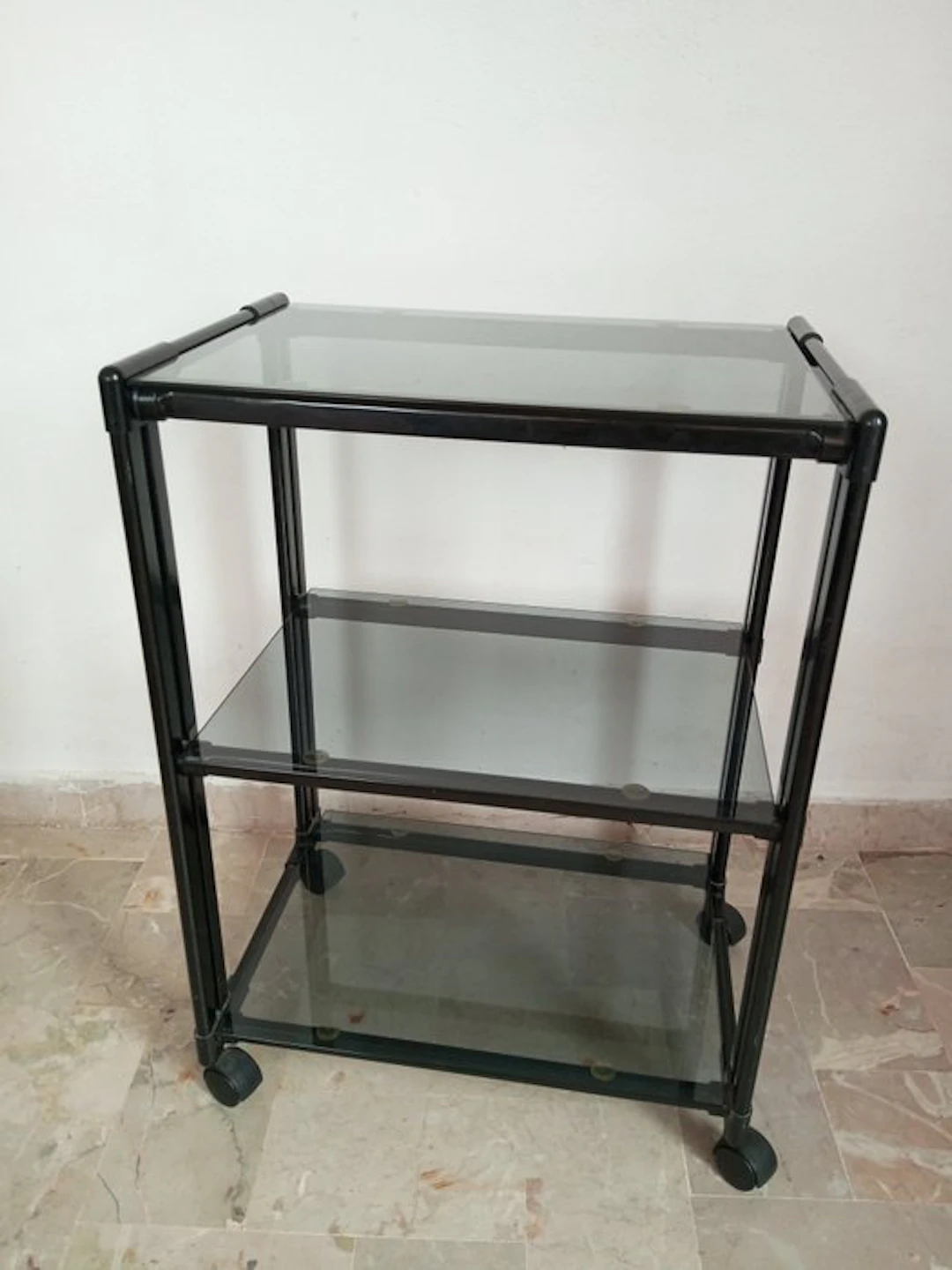 Serving trolley - Tubular brass serving cart/rolling...