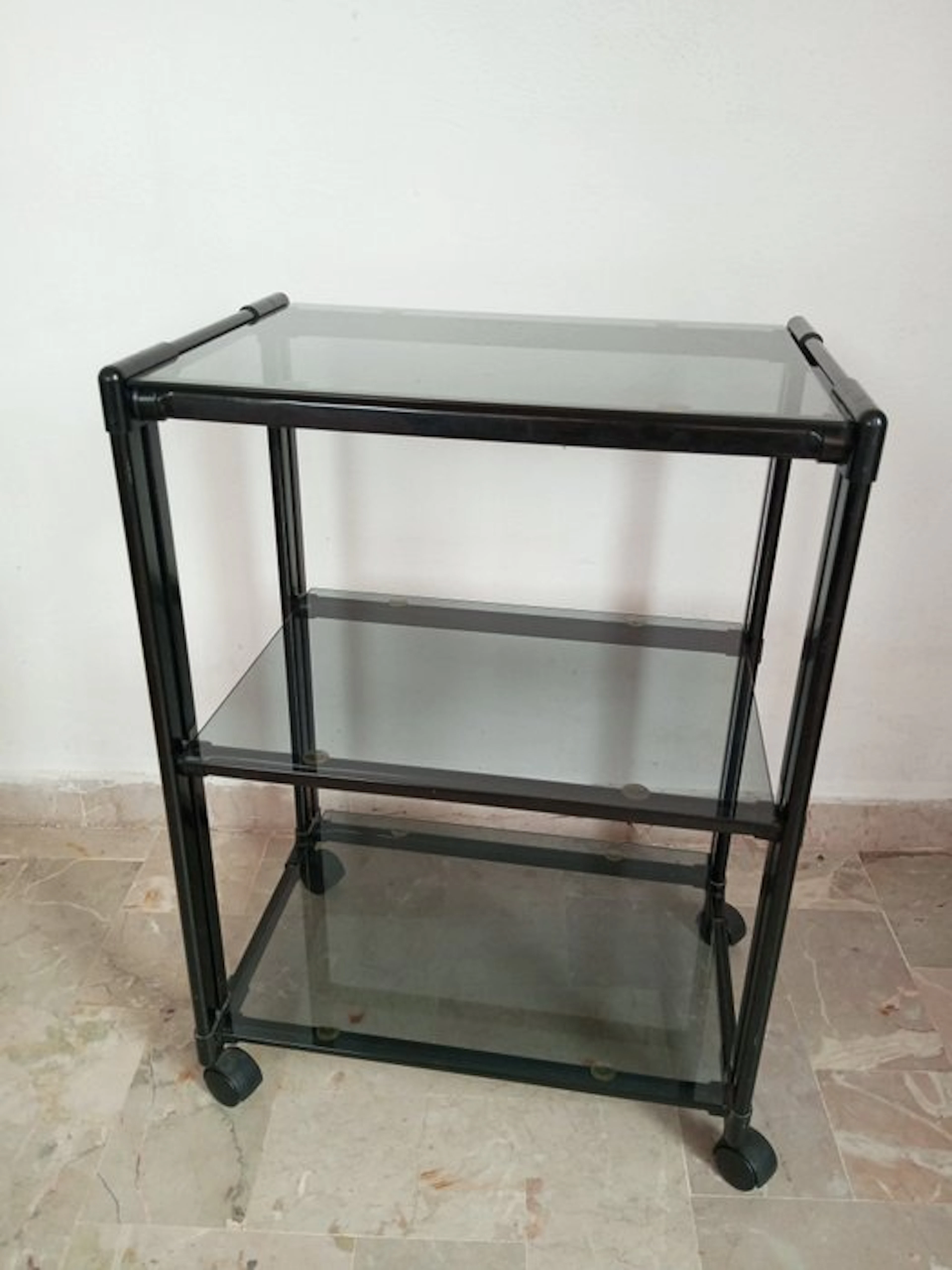Serving trolley - Tubular brass serving cart/rolling...
