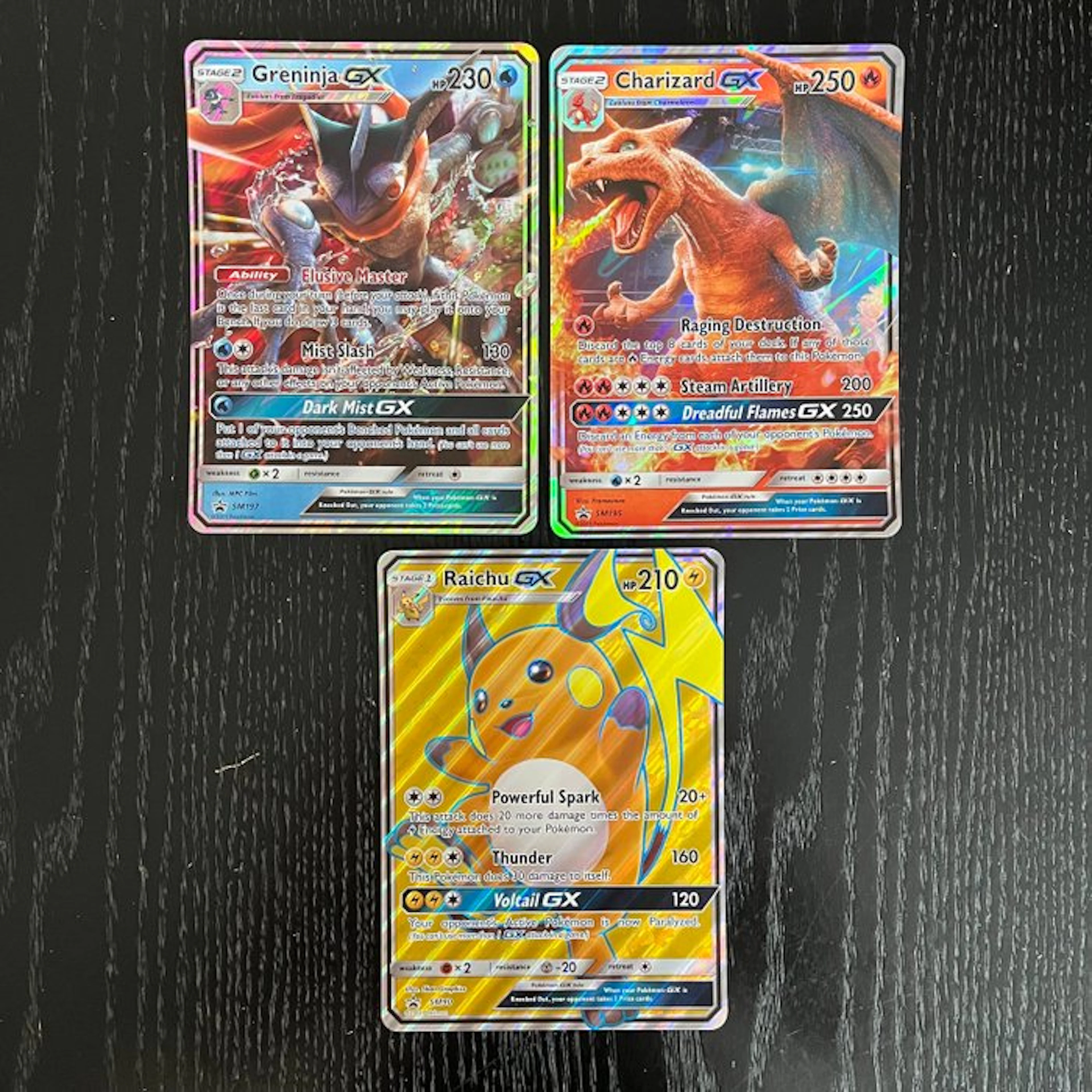 Card - GRENINJA GX, CHARIZARD GX AND RAICHU GX