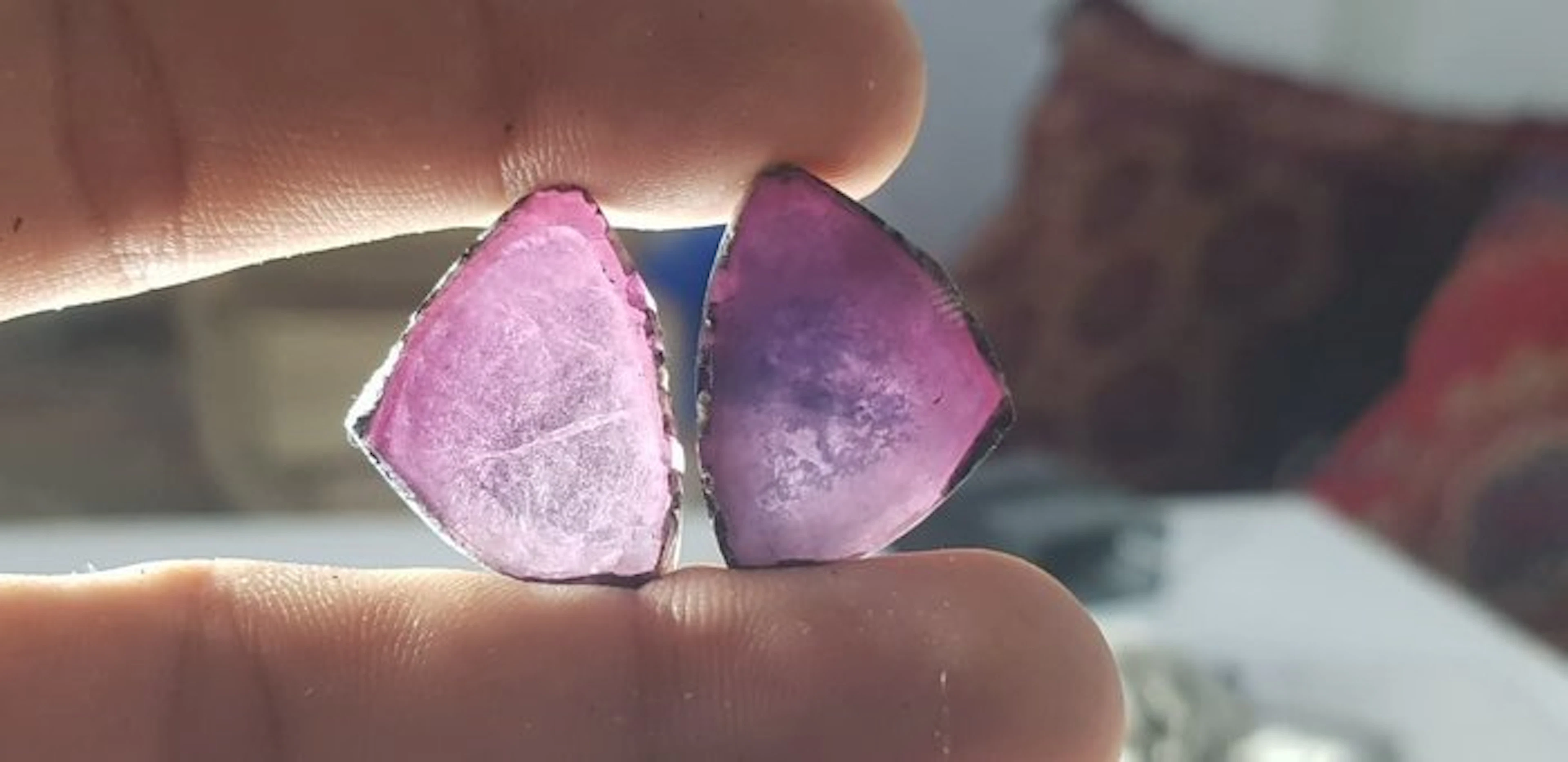 Watermelon Tourmaline Slices Semi-polished - Height: 24...