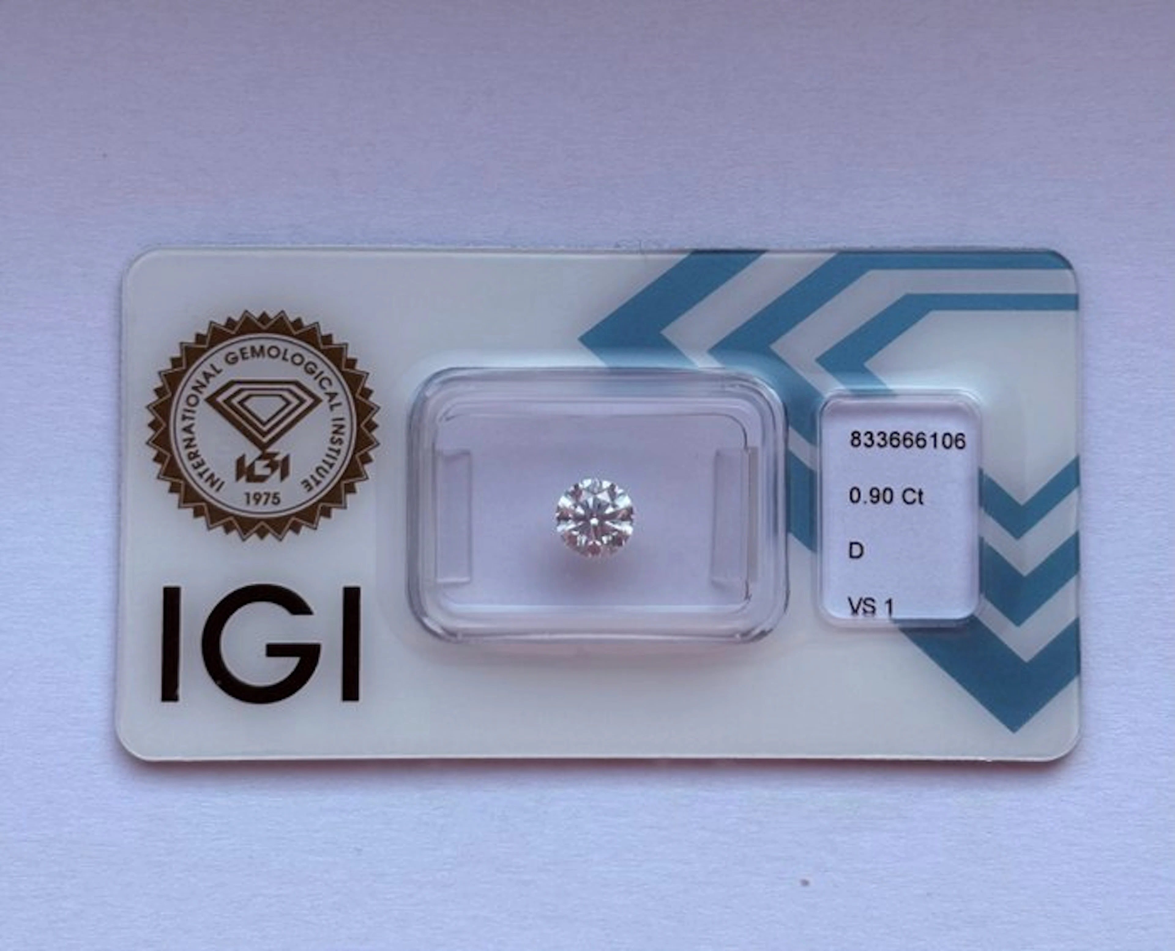 1 pcs Diamond (Natural) - 0.90 ct - Round - D...