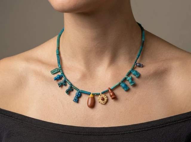 Ancient Egyptian clay Necklace. Ex-Mieke Zilverberg