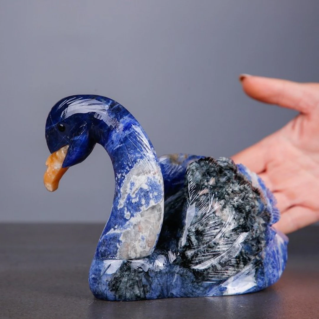 Sodalite Swan Sculpture from Brazil - Perfect Details...