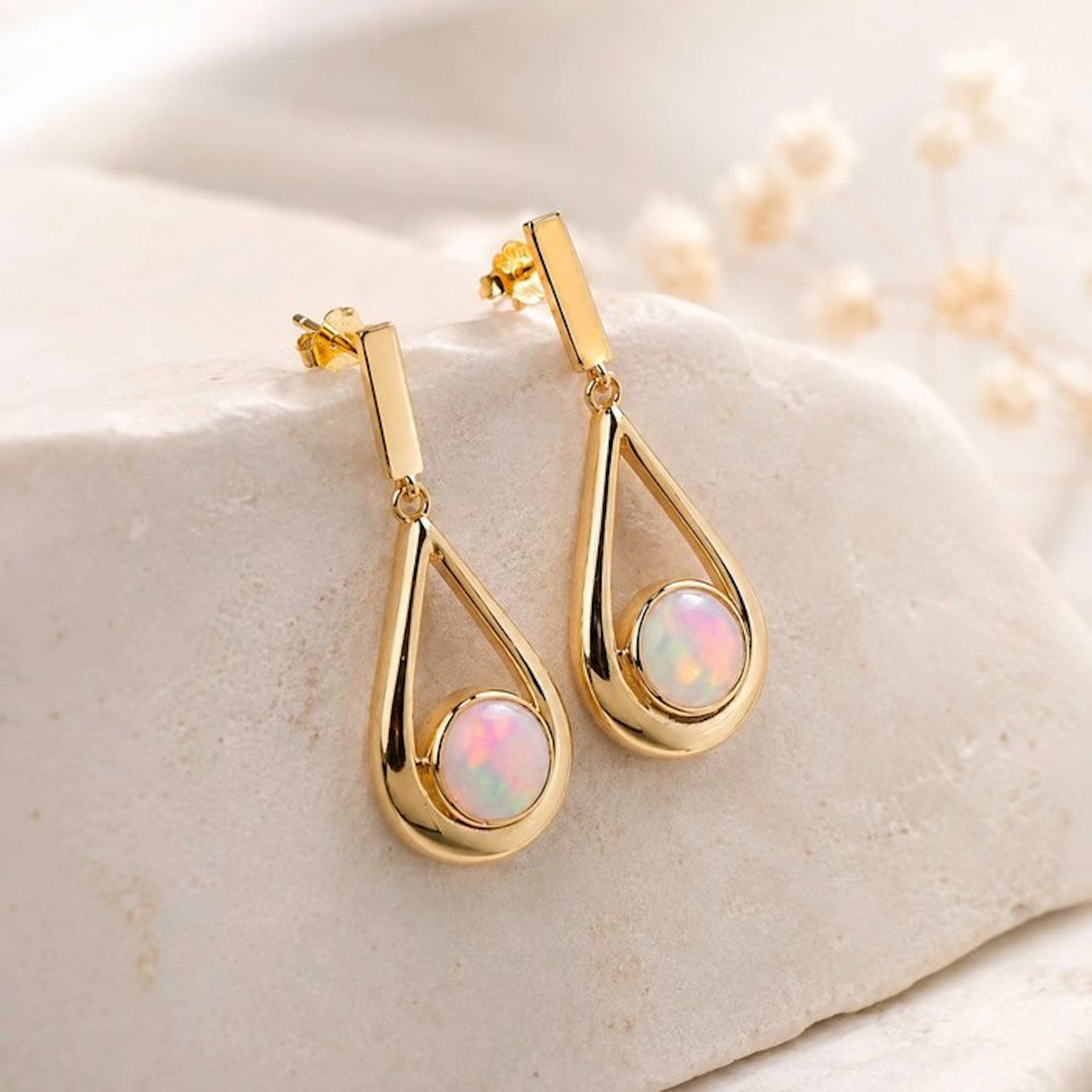 No reserve price - Earrings Silver - Opal - Certified