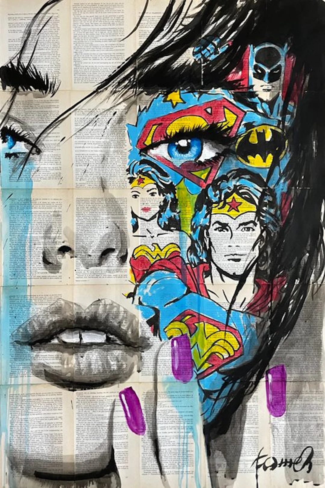 TOMEH 1988 - “Icons” – XL Original Painting – Ink and...