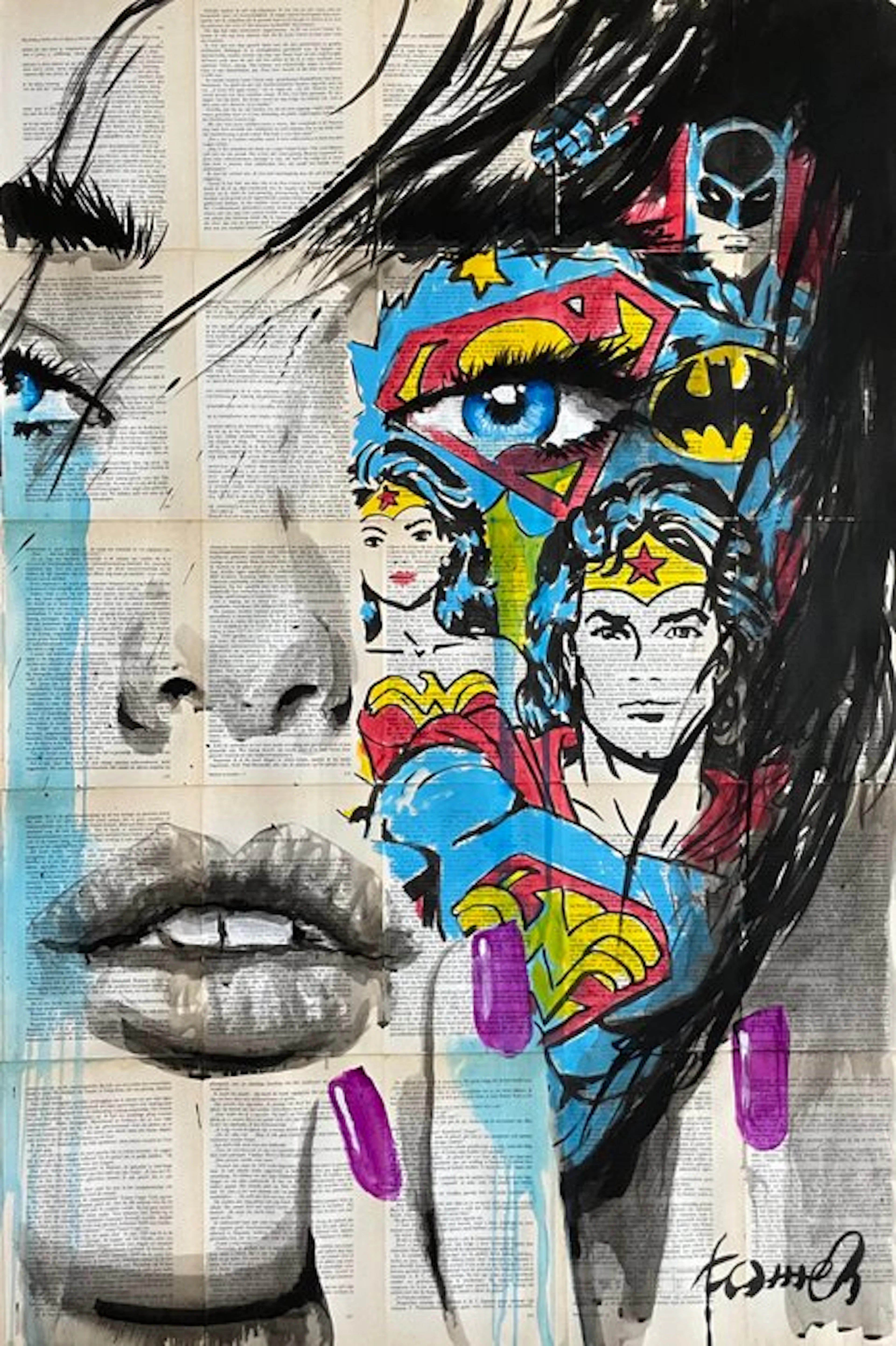 TOMEH 1988 - “Icons” – XL Original Painting – Ink and...