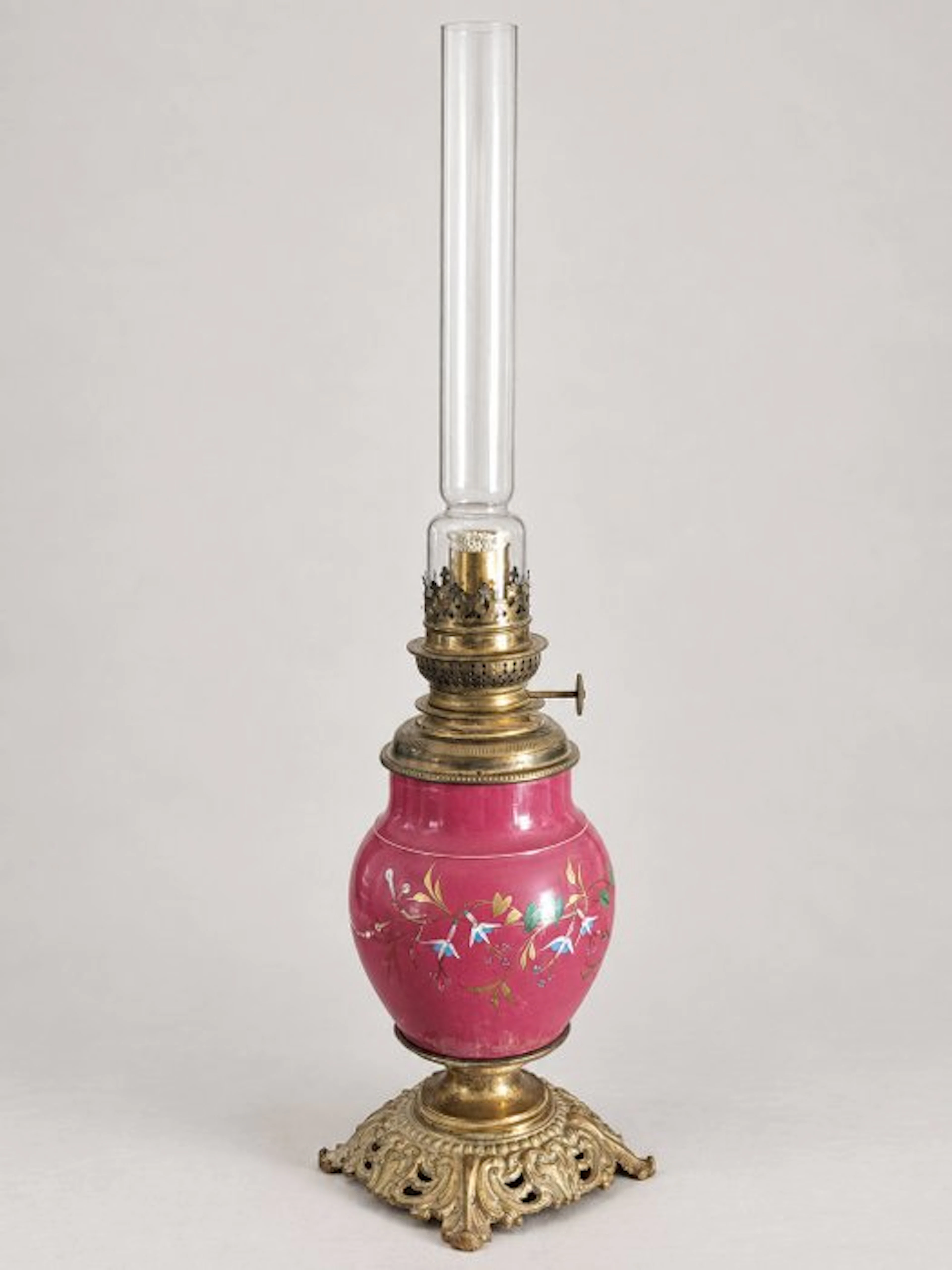 Kerosene lamp - Earthenware, Brass, Crystal - oil lamp