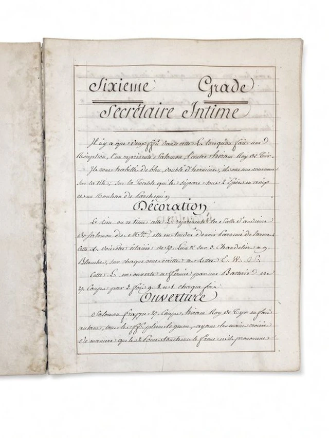 Rituale Massoneria [Manuscript] - Sixieme Grade Secrétaire Intime - 1800-1899
