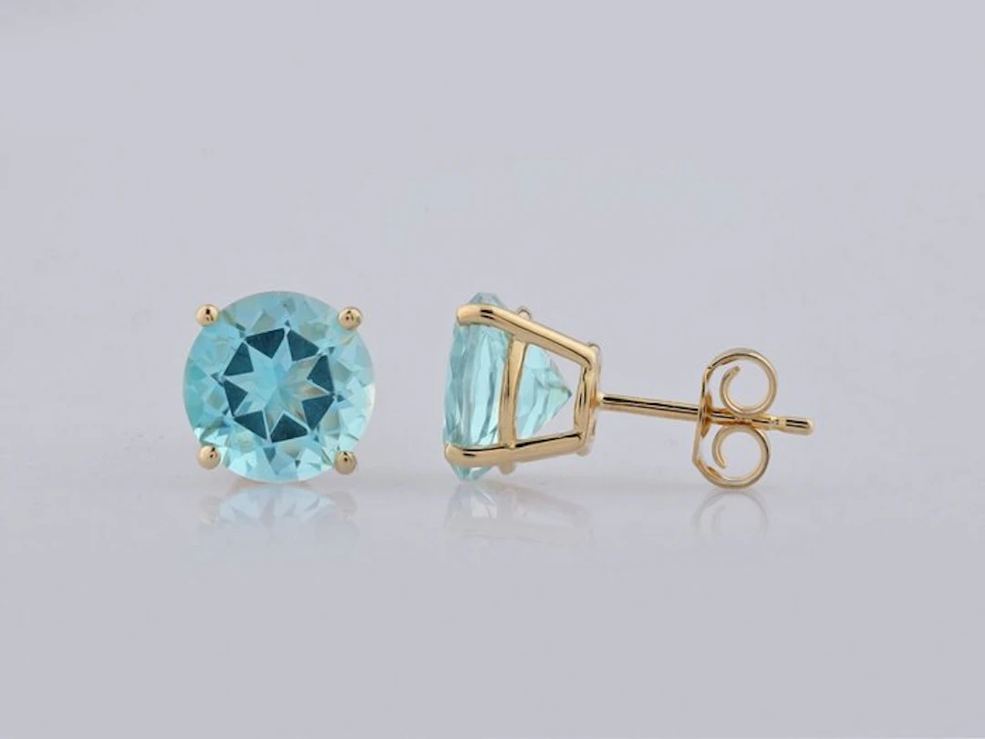 No reserve price - Earrings - 14 kt. Yellow gold - 6.74ct. tw. Topaz