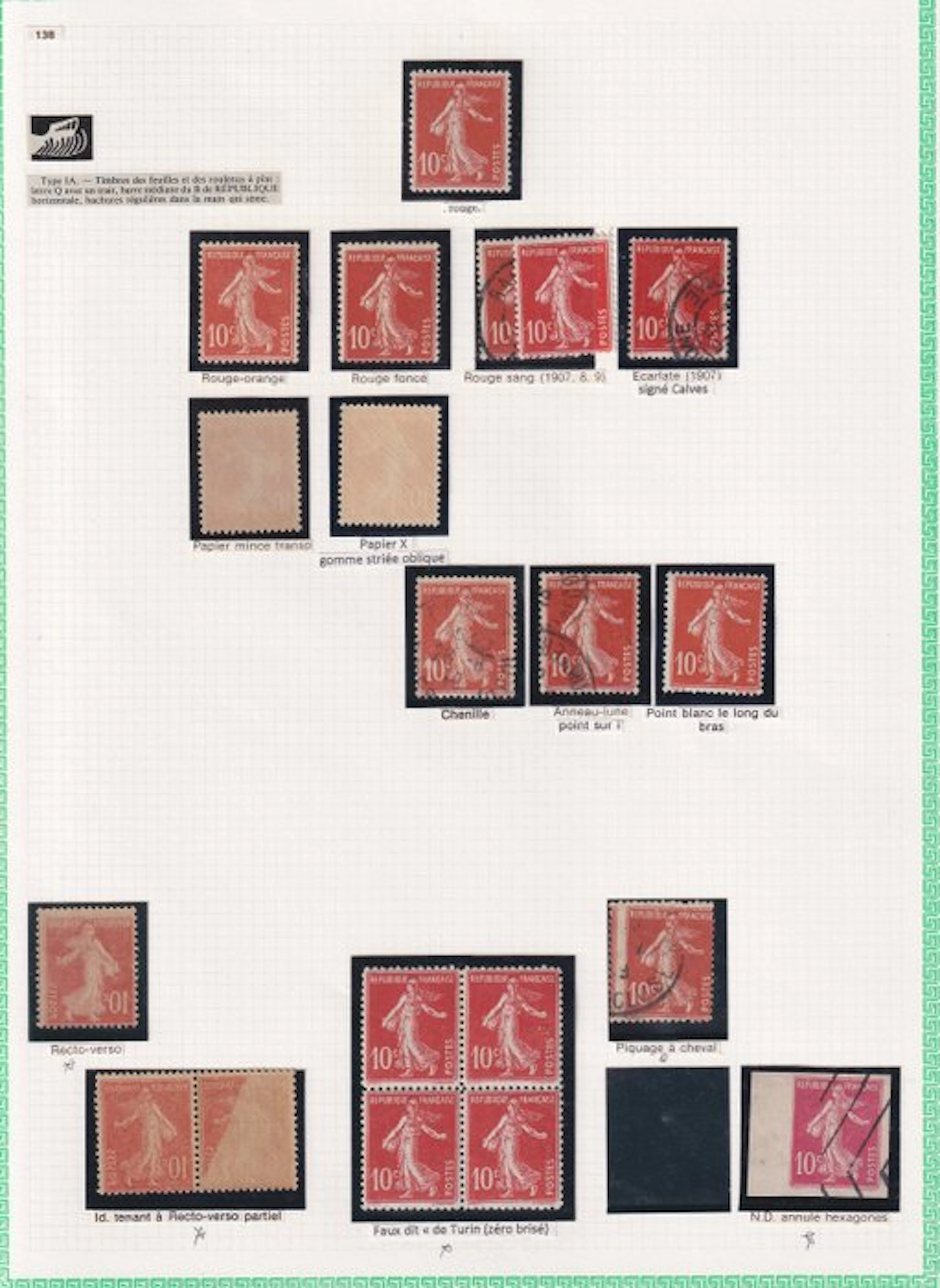 France 1906 - avec variétés; étude sur le 10cts semeuse