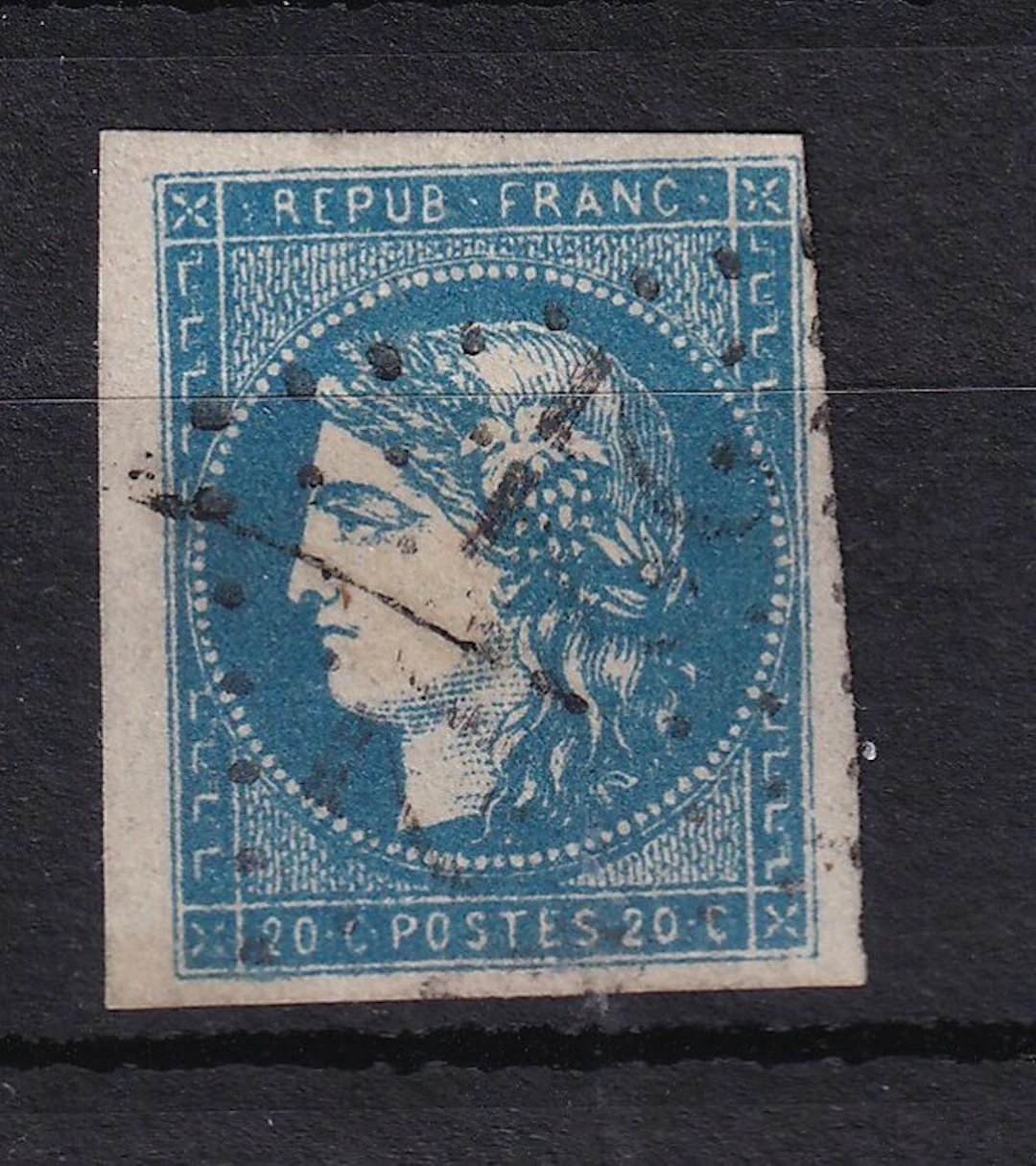 France 1870 - Brun certificate, Bordeaux 20 cts, type I, report 1 - Yvert n°44A