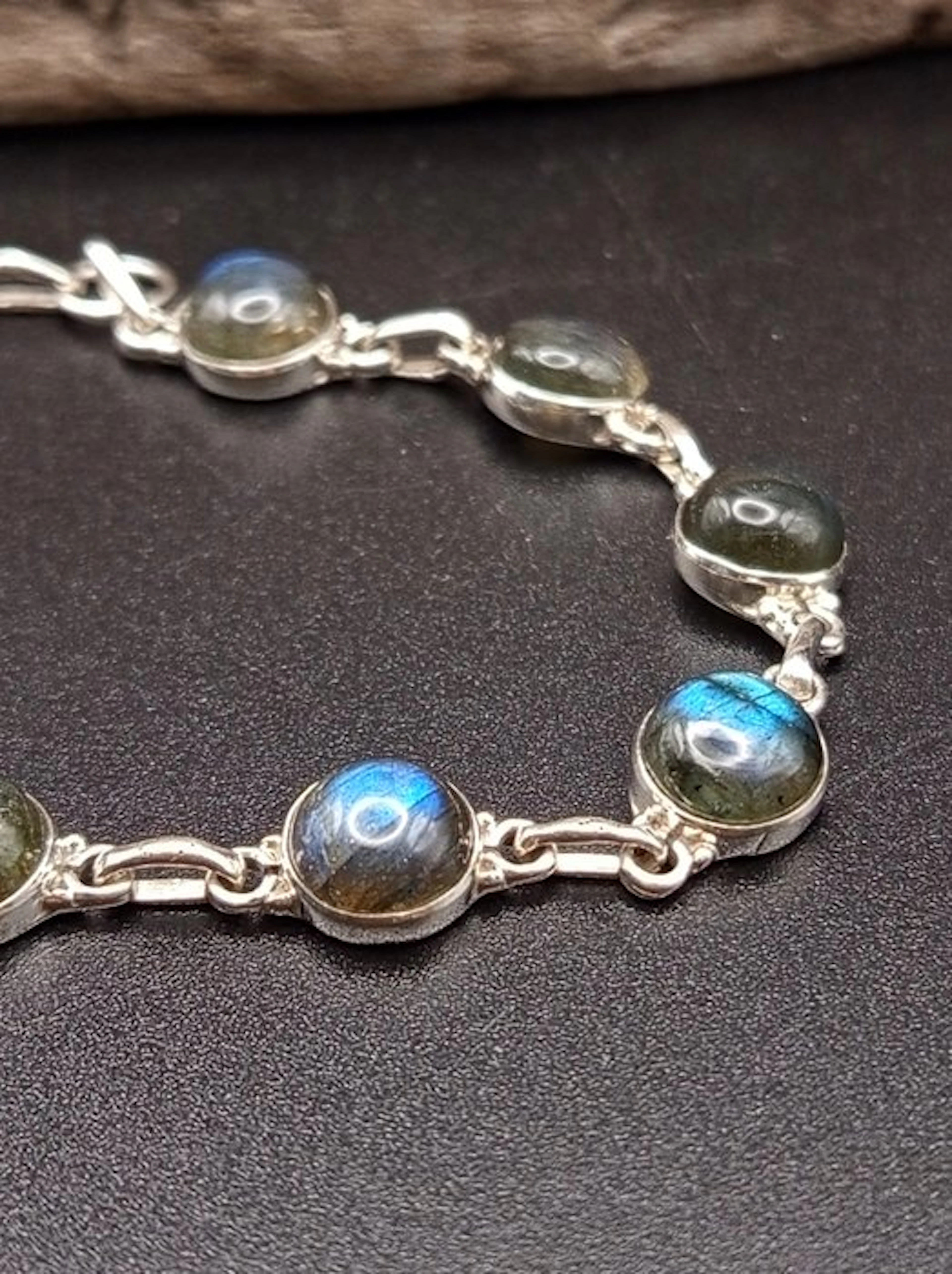 Unique Piece 925 Silver Bracelet with Blue Labradorite...