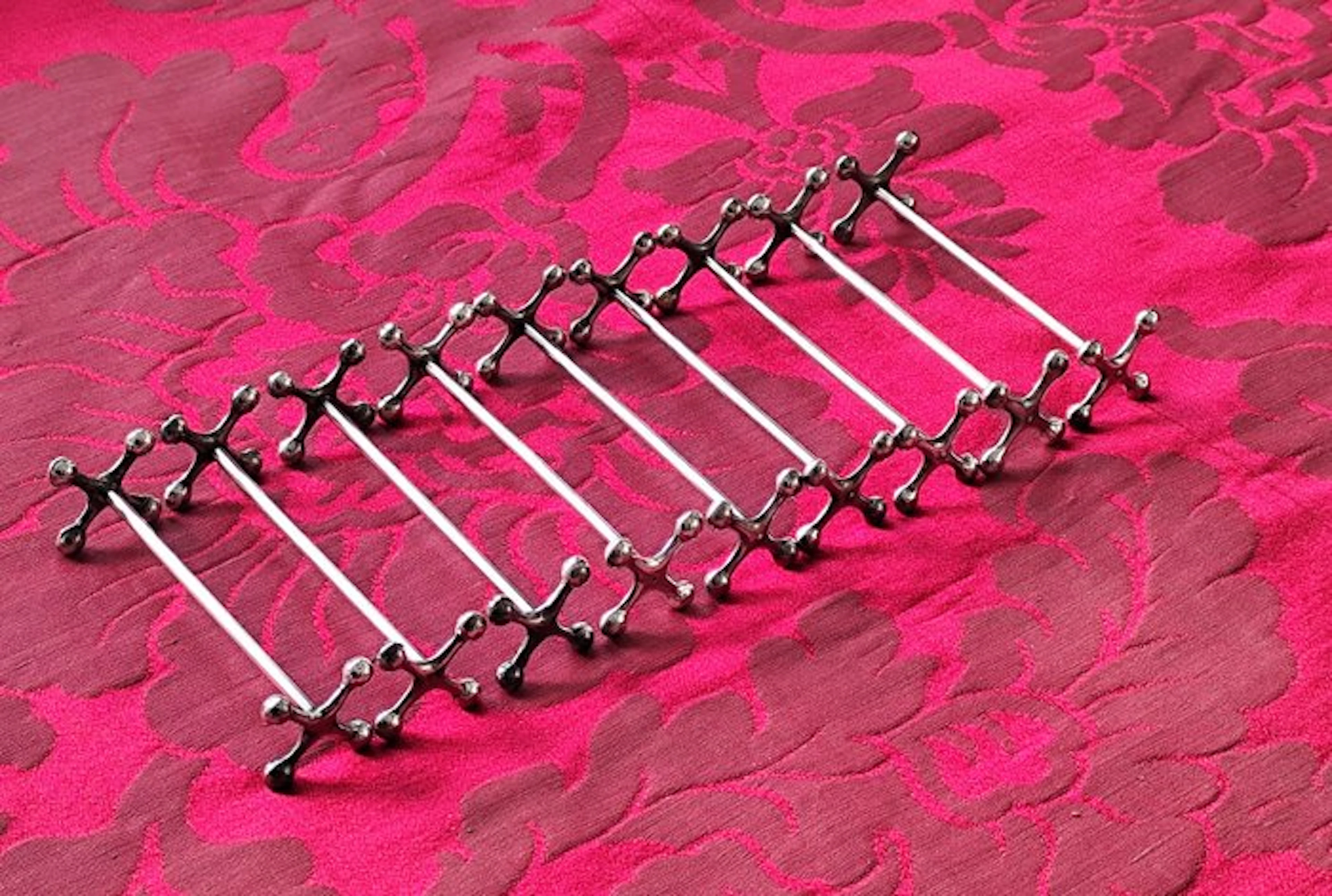 Cutlery set (9) - Silverplated - Dessert stands hold cutlery.