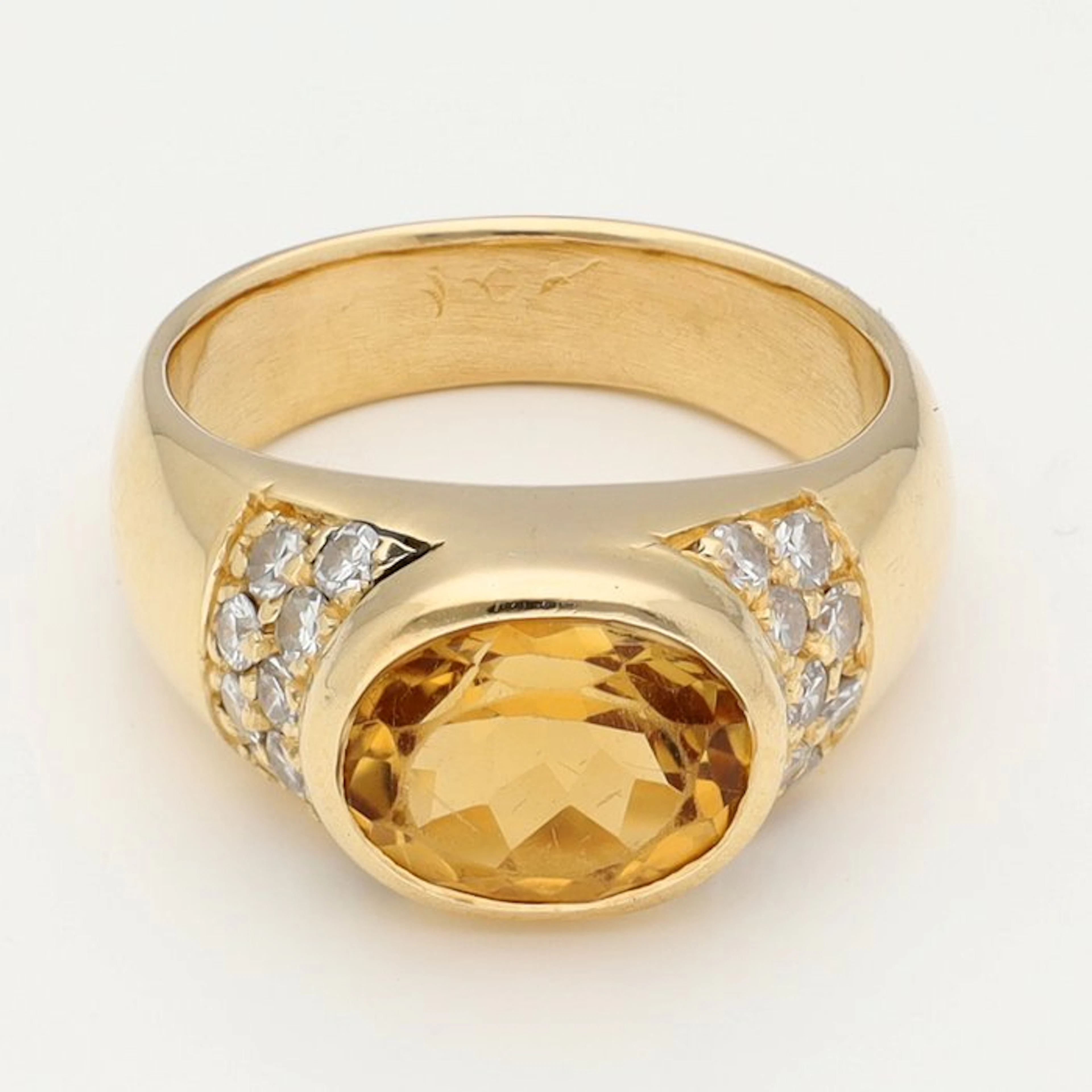 Ring - 18 kt. Yellow gold - Diamond - Citrine
