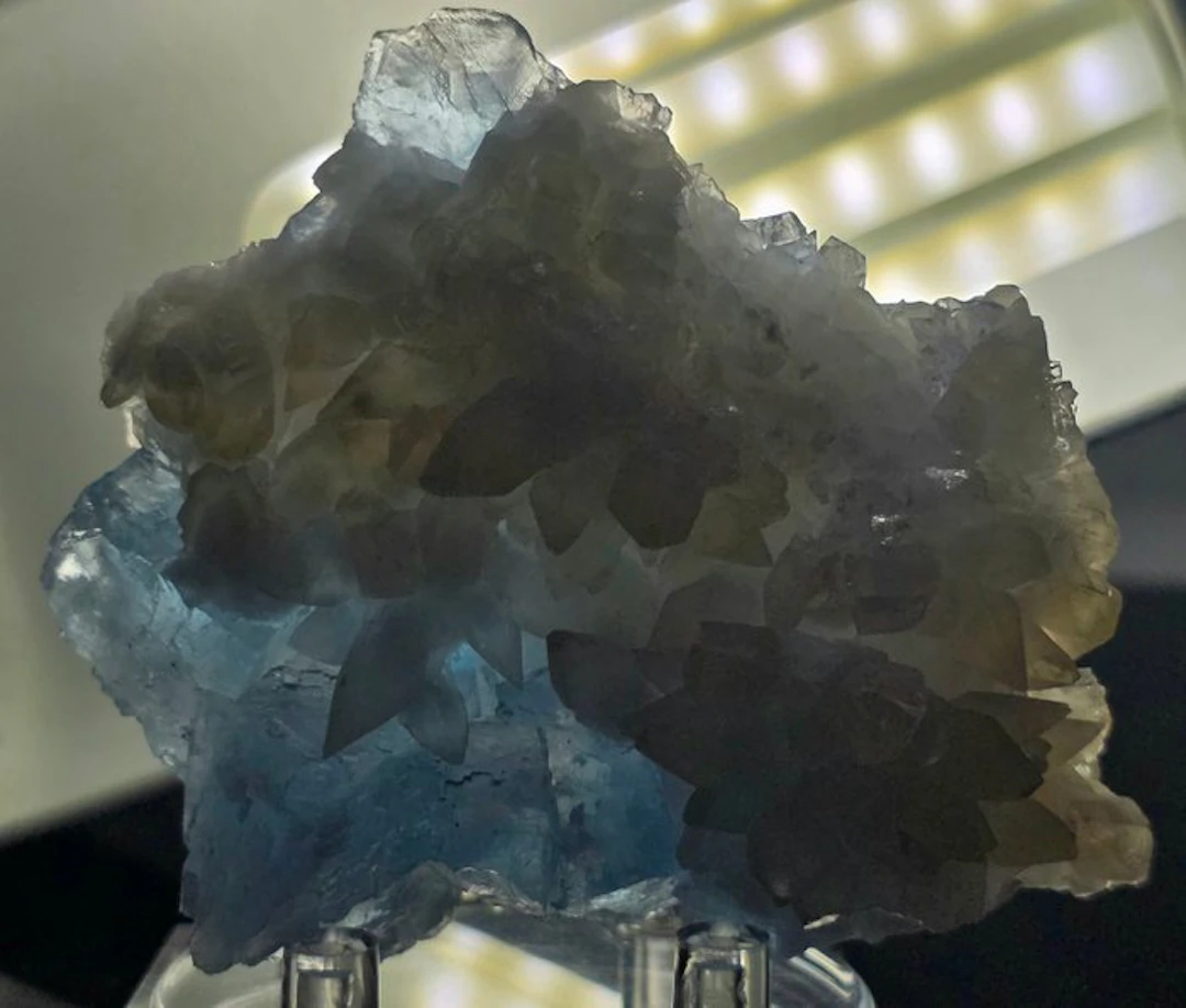 Blue Fluorite with Calcite from Minerva Mine