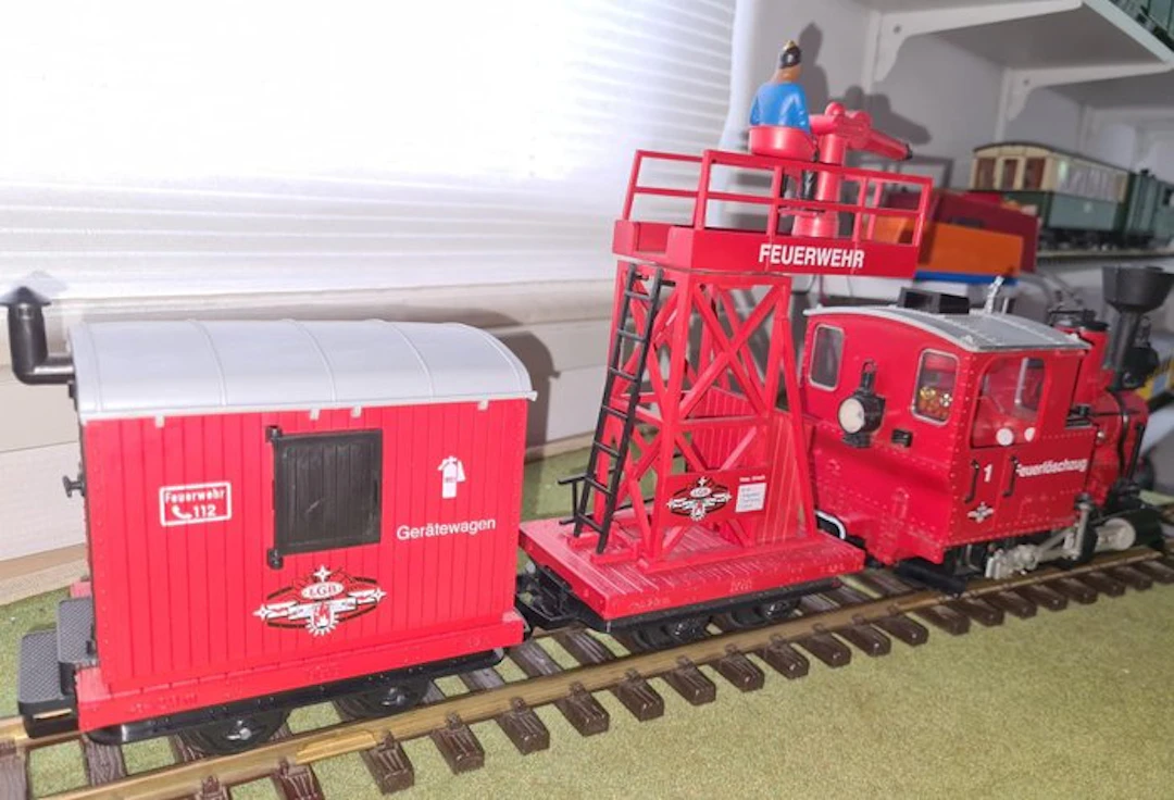 LGB G - 20212.3 - Train unit (3) - Firefighting set: red...