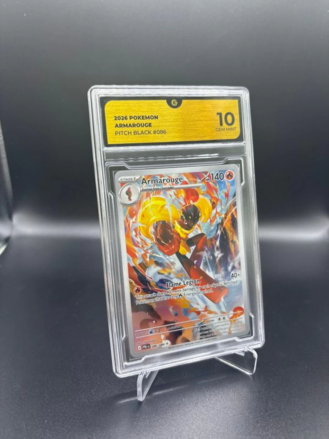 Pokémon - 1 Graded card - Armarouge #086 Pitch Black Full art - GG 10