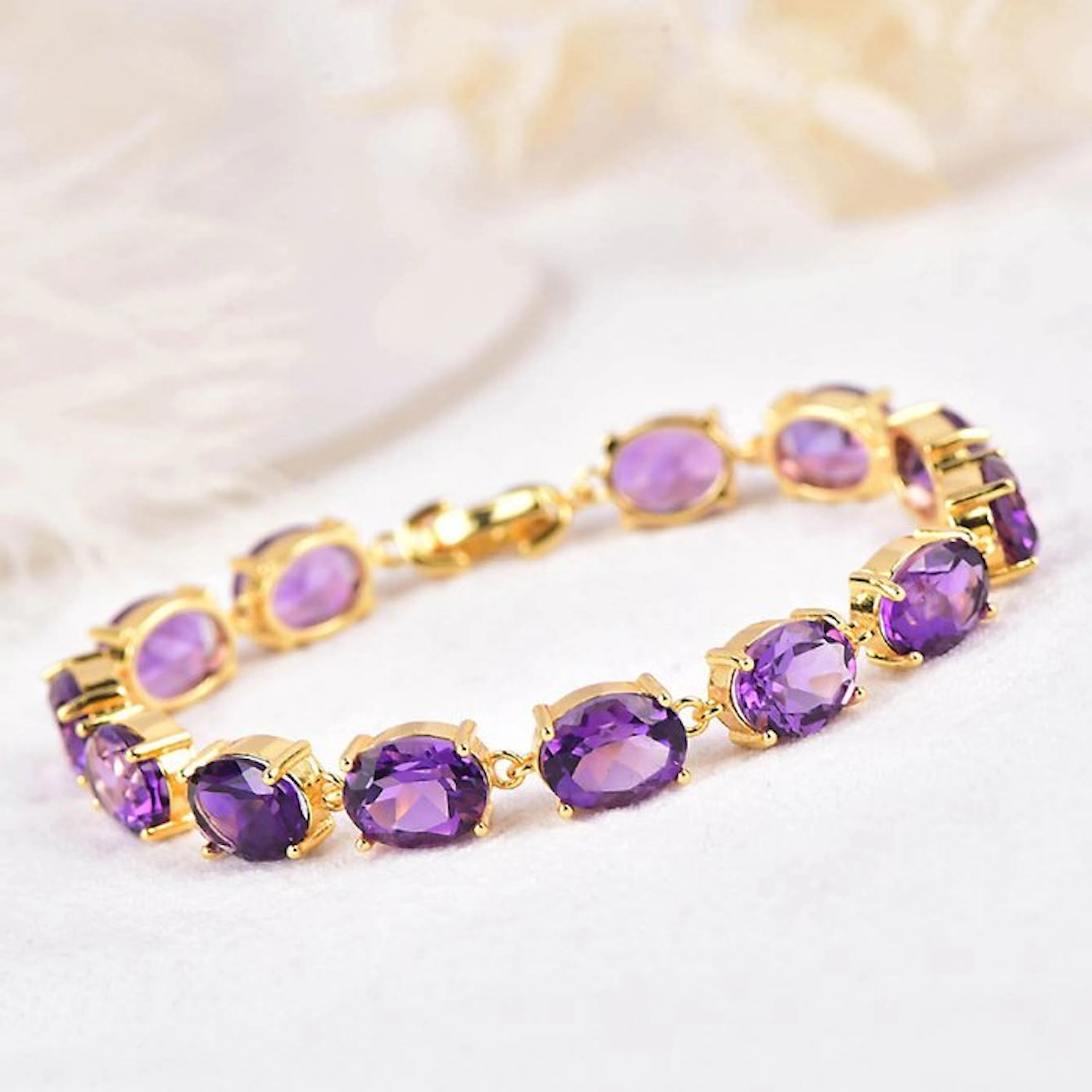 No reserve price - Bracelet Silver - Amethyst - Certified