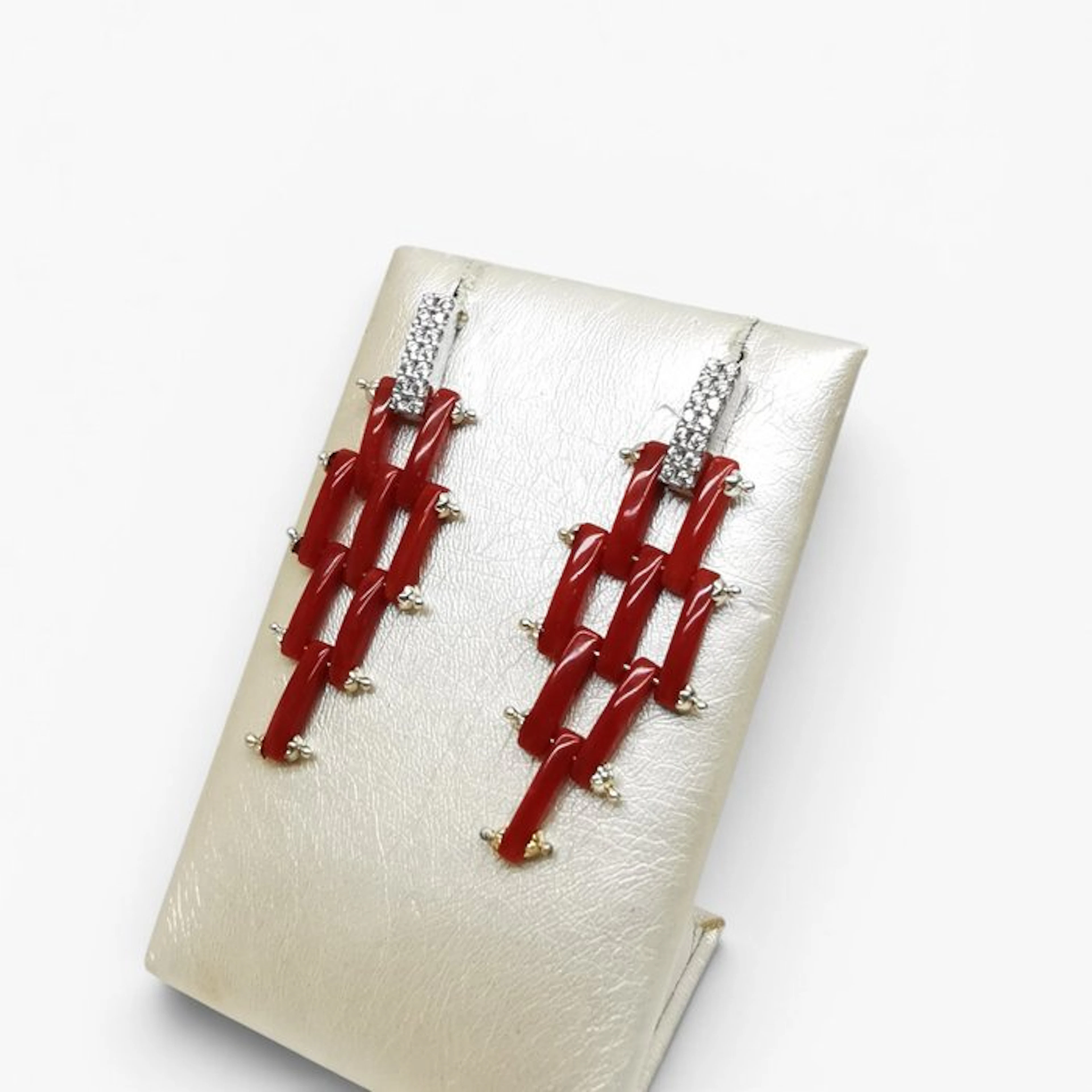 Blood Coral - Silver - Earrings - handmade