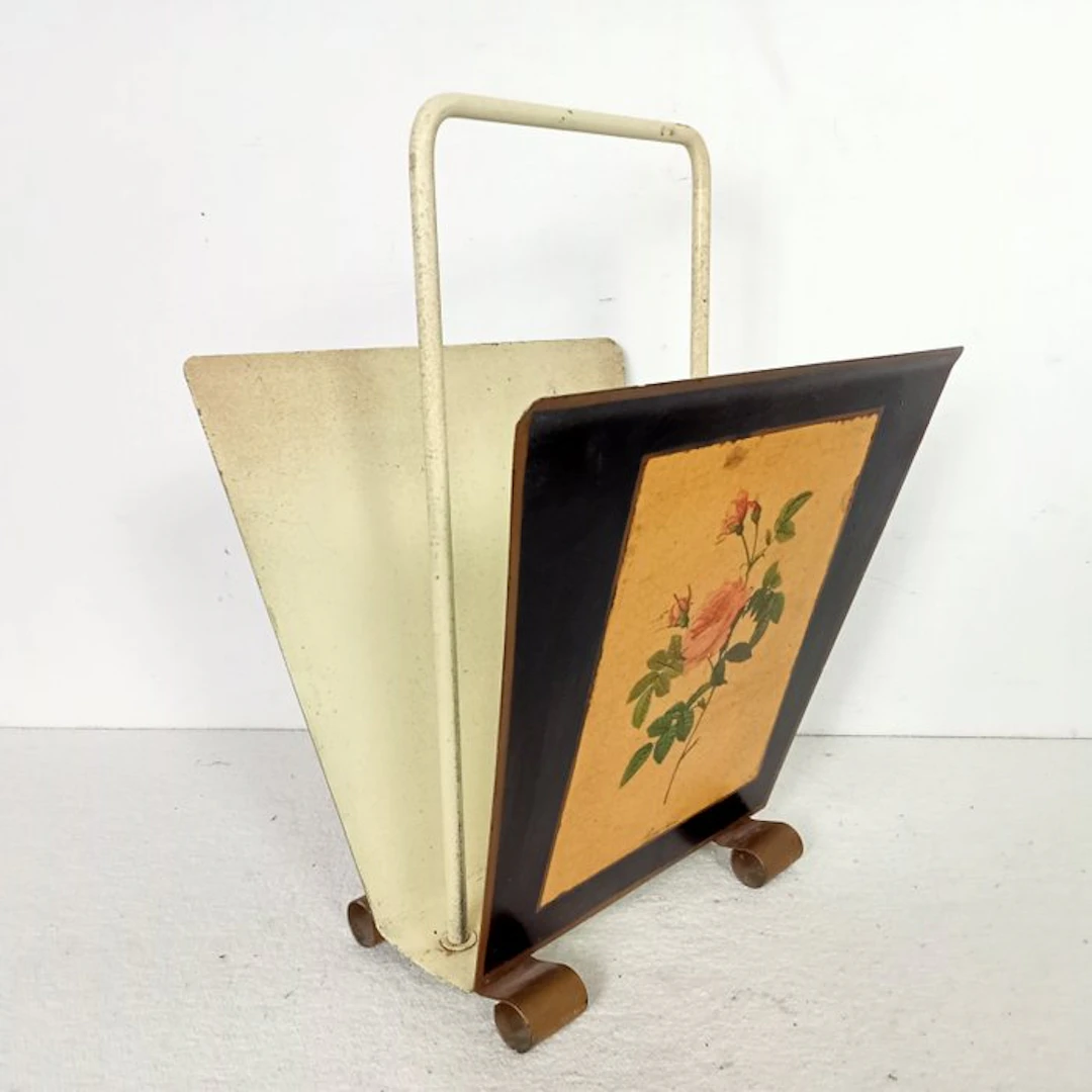 Magazine rack - Toleware - Painted steel - newspaper rack / newspaper bin