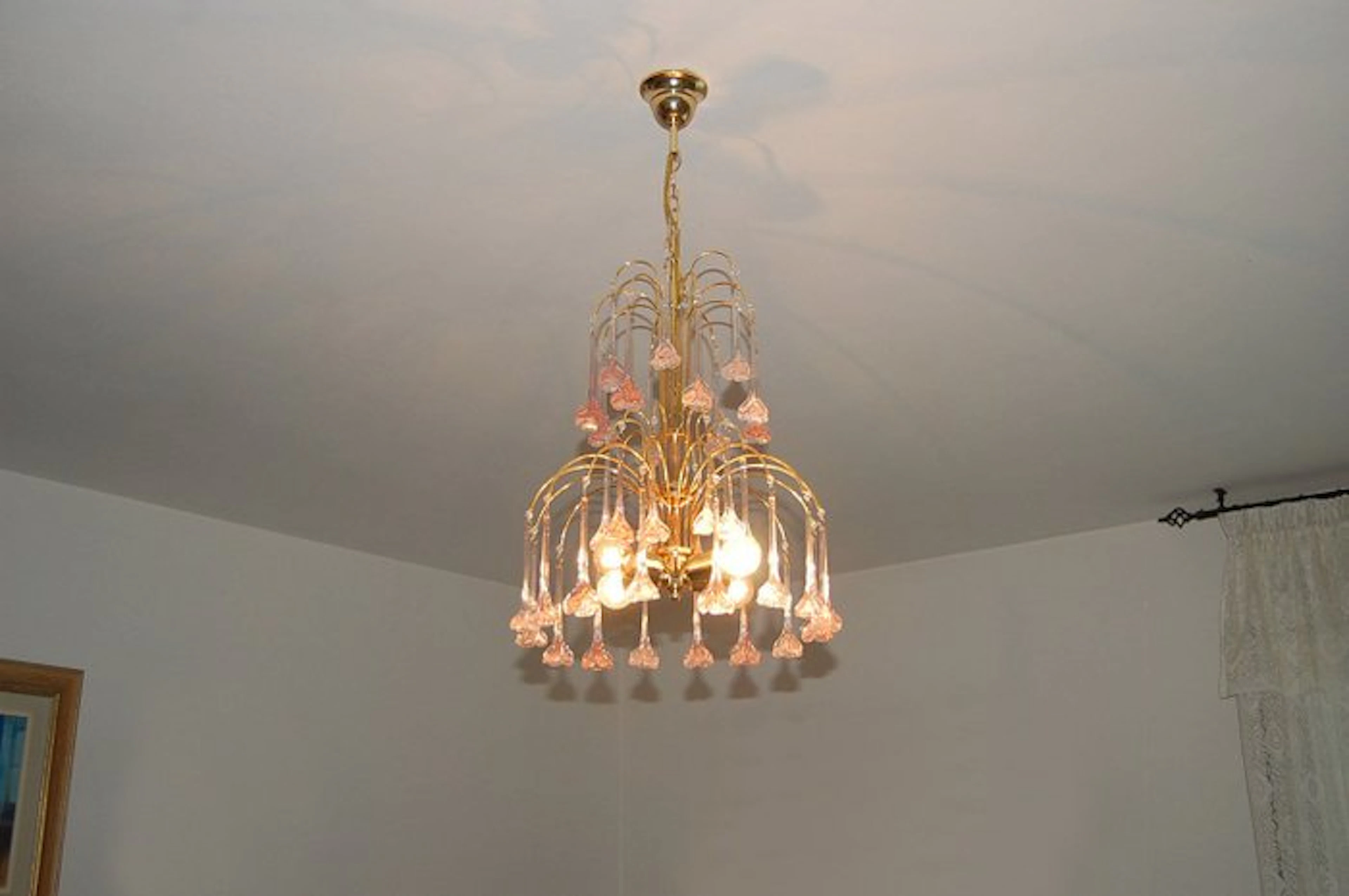 Chandelier - Murano glass, Brass and gilded iron - Murano glass pendants